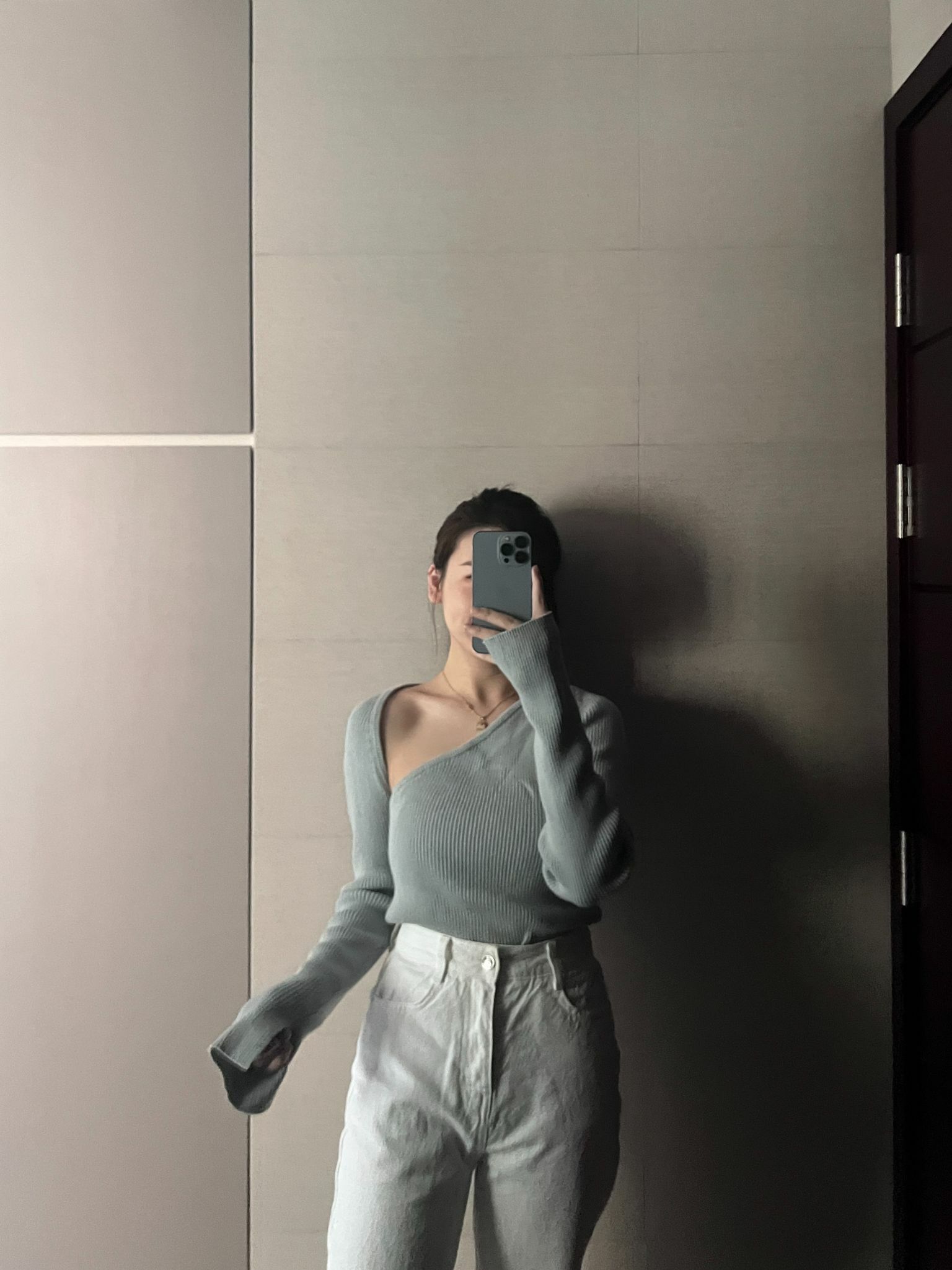 斜膊針織上衣套裝 // 七色入