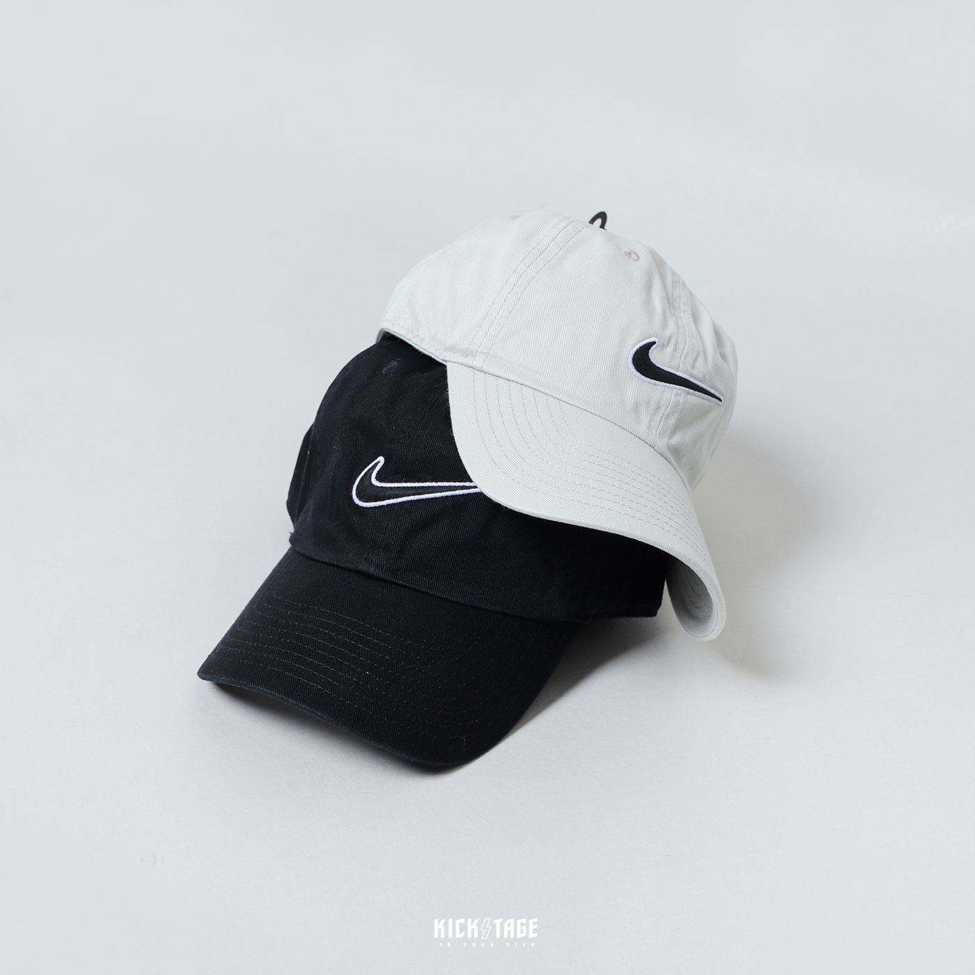 NIKE SWOOSH CAP 米灰色 黑色 刺繡 大勾 可調式 復古 老帽 棒球帽【943091-072】