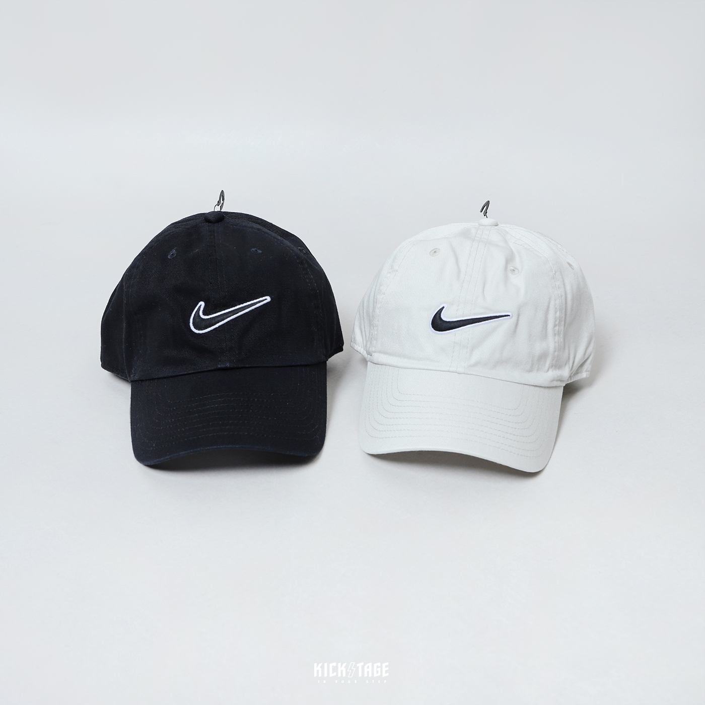 NIKE SWOOSH CAP 米灰色 黑色 刺繡 大勾 可調式 復古 老帽 棒球帽【943091-072】