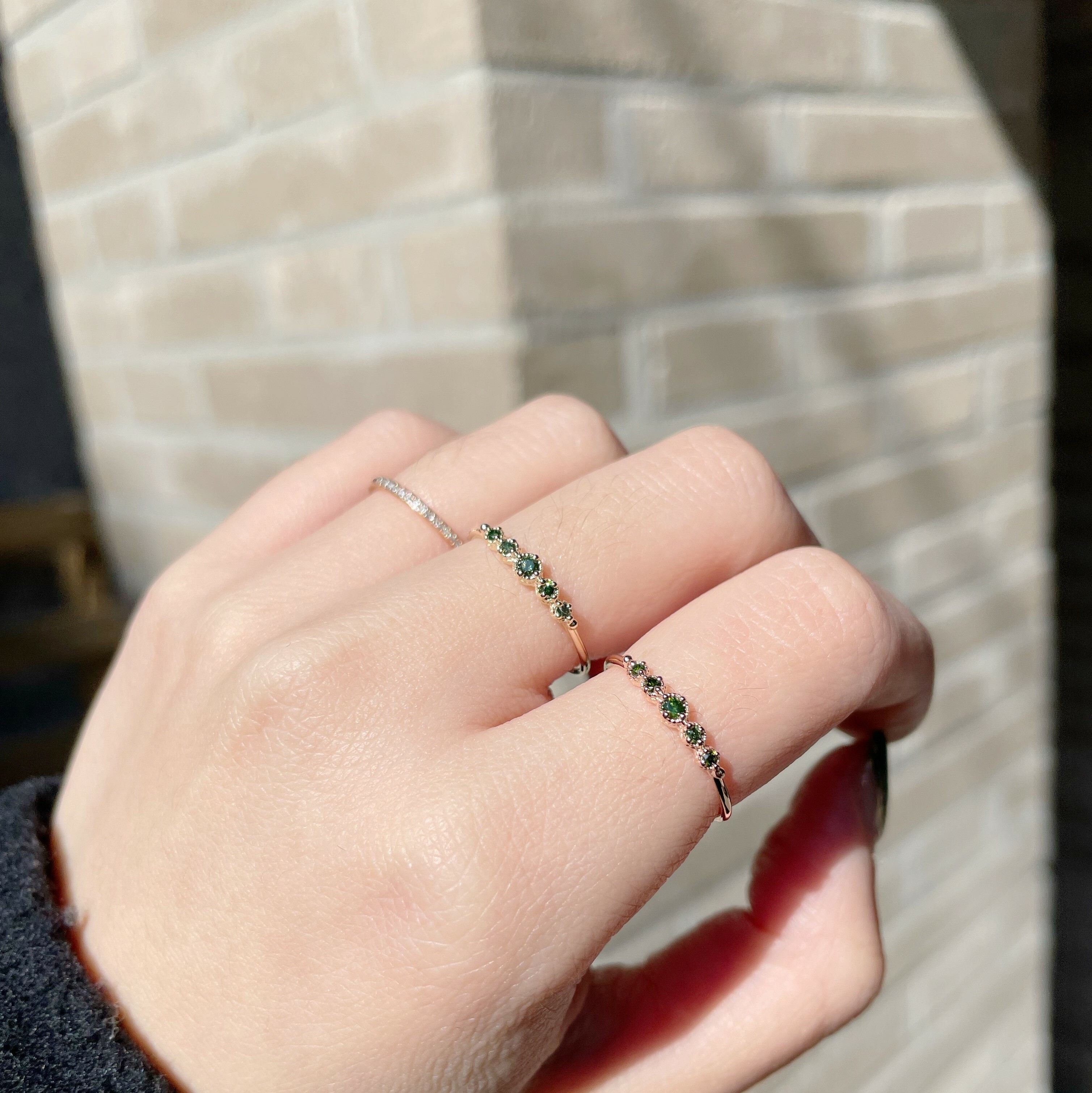 14k Classic漸層綠鑽戒指