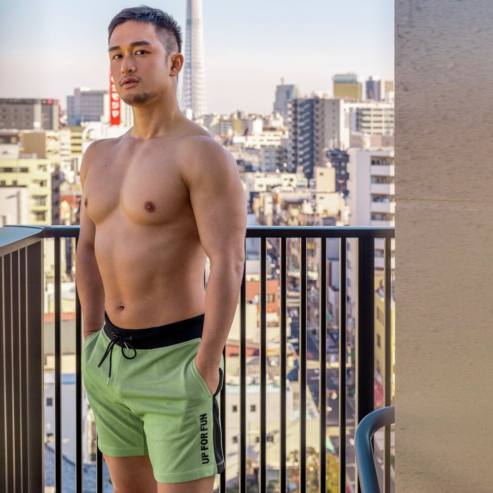 UP For Fun 棉短褲 草綠色/透視黑