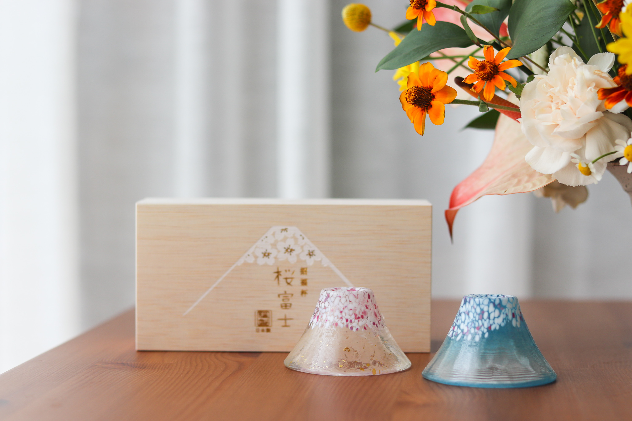 日本 東洋佐佐木 富士山 櫻花清酒杯 木盒禮盒組