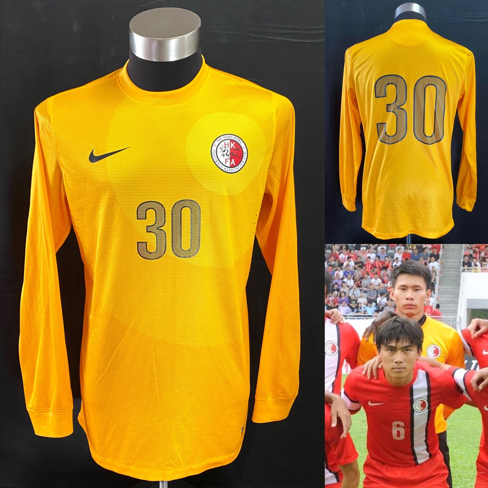 Hong Kong 2012-2013 Nike Yellow Goalkeeper match worn shirt #30
