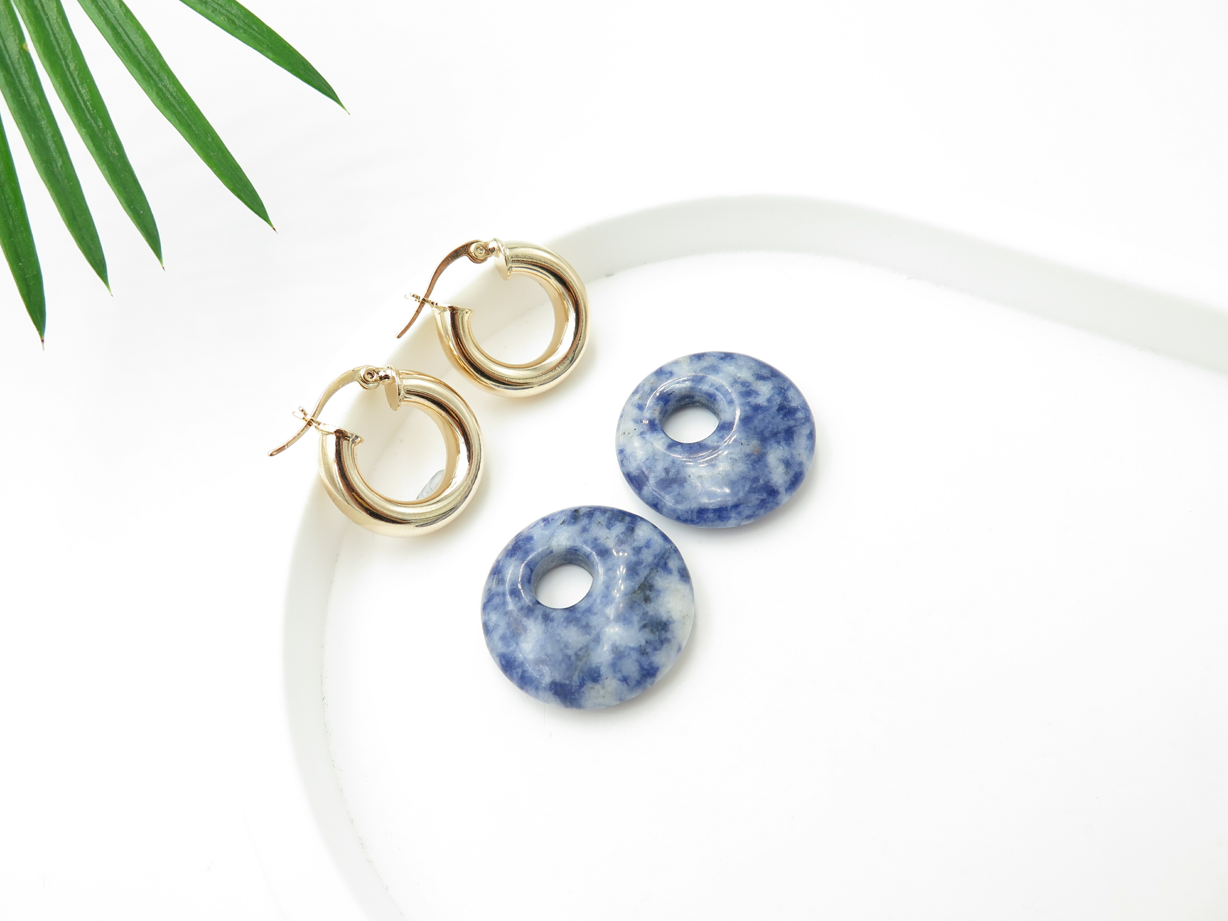 COLE COOL兩用簡約時尚藍點碧玉耳環