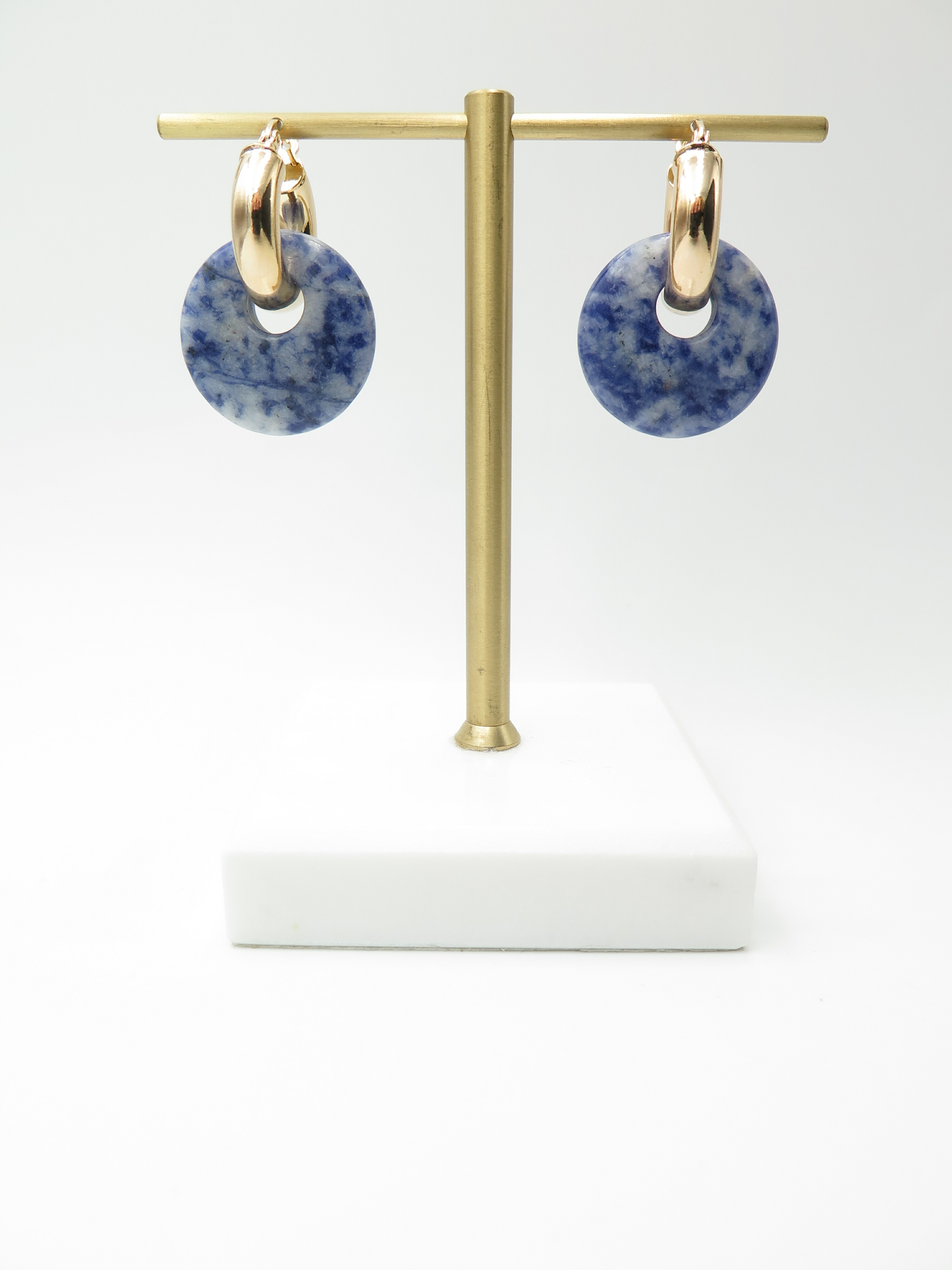 COLE COOL兩用簡約時尚藍點碧玉耳環