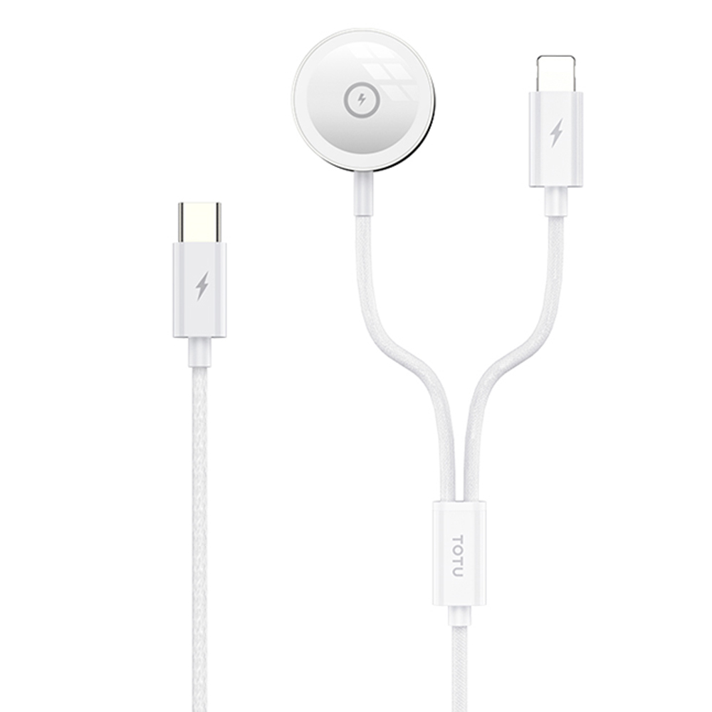 TOTU 拓途 一分二 Type-C TO Lightning+Apple Watch/Ultra/SE 磁吸充電器充電線連接線 鋅系列 1.6M