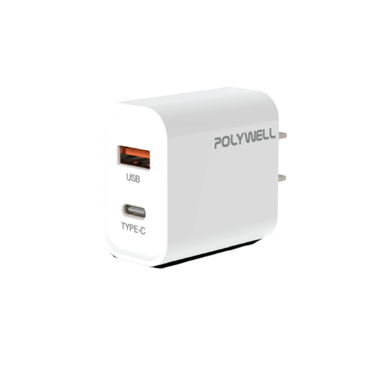 【POLYWELL】PD雙孔快充頭 20W Type-C充電頭 充電器 豆腐頭 適用iPhone