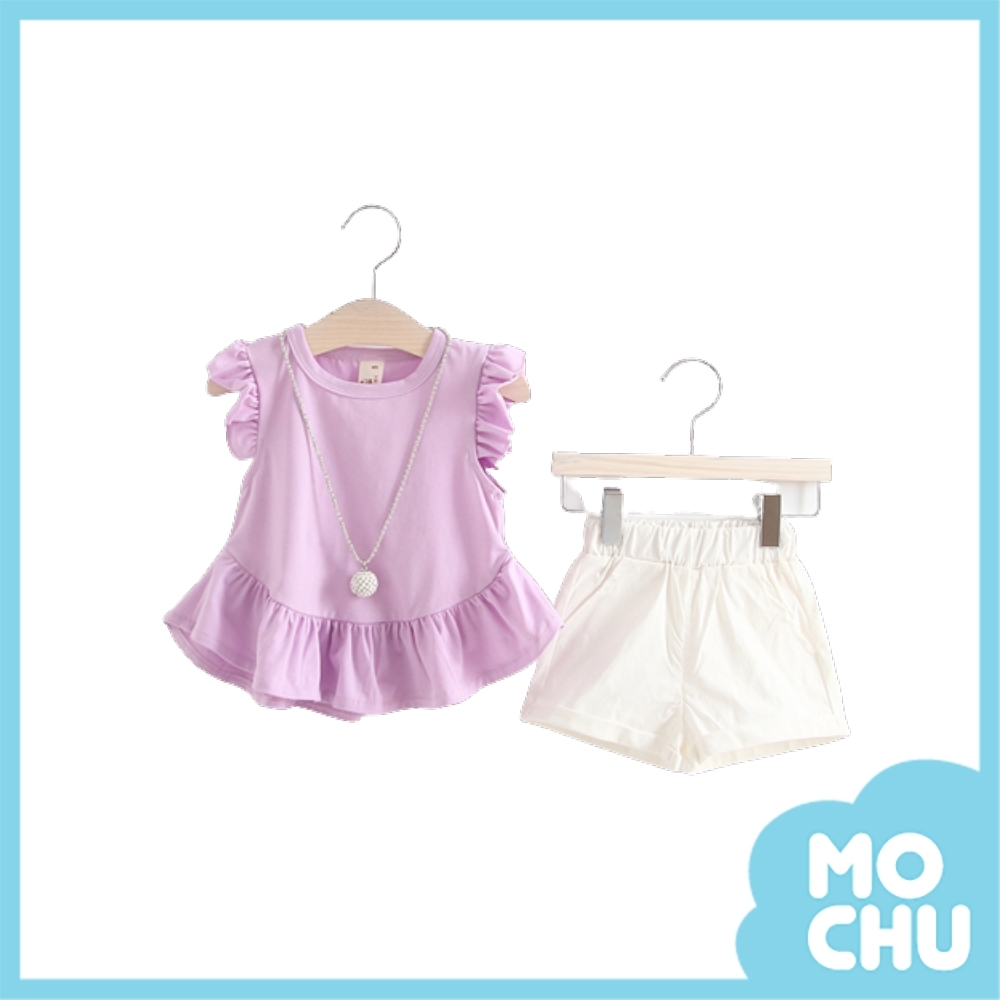 純色小飛袖短褲套裝(兩色)