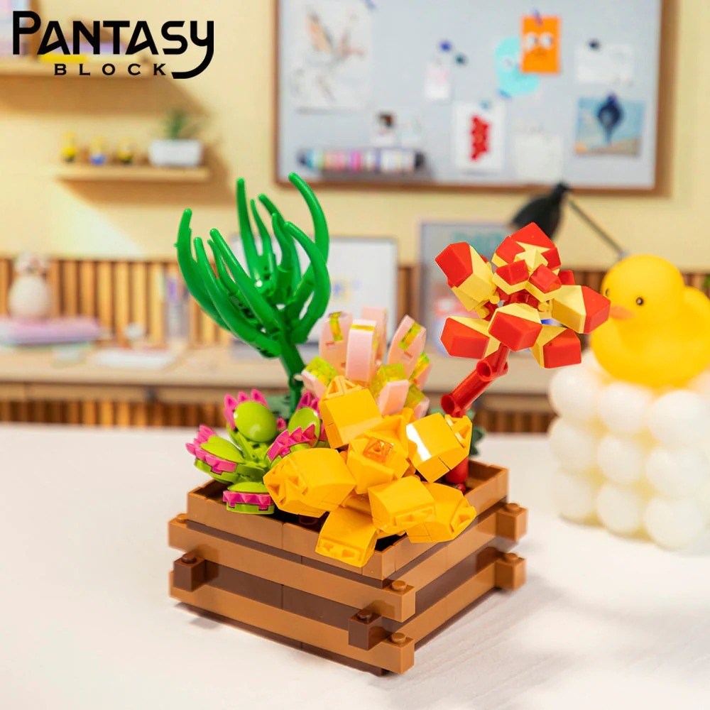 拼奇 多肉花園系列 永生花束 夏日朝露 收藏積木(15102)