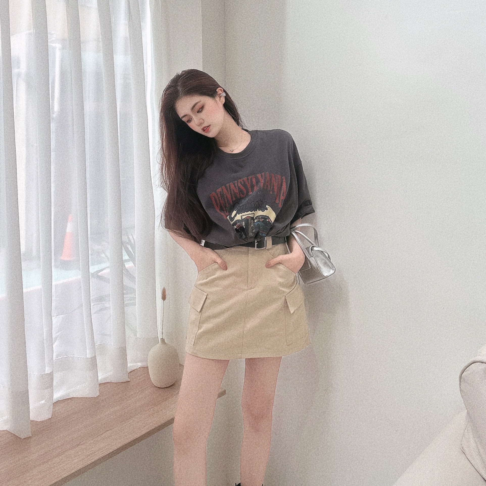 個性修身工裝短裙/二色