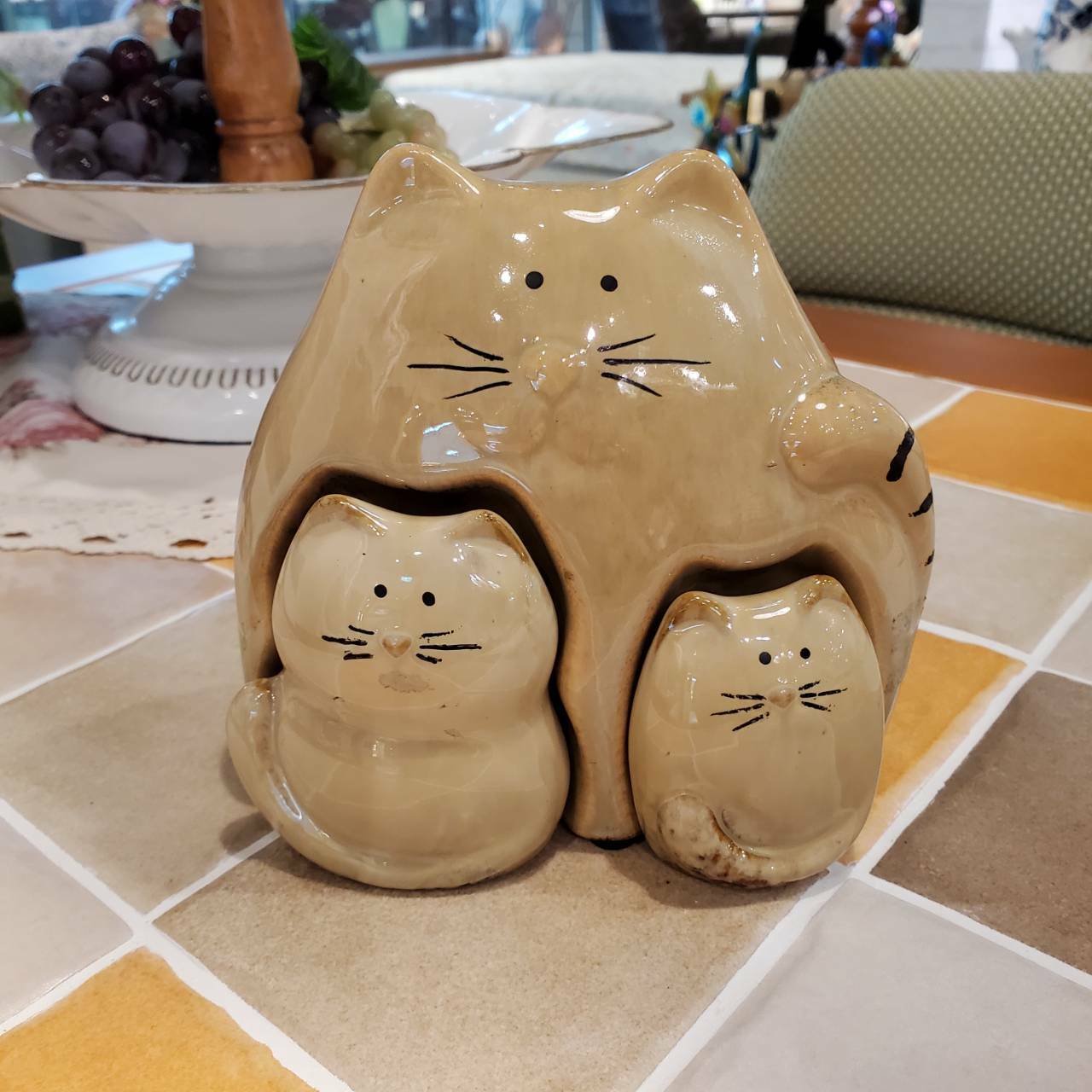 陶藝擺件-母子貓