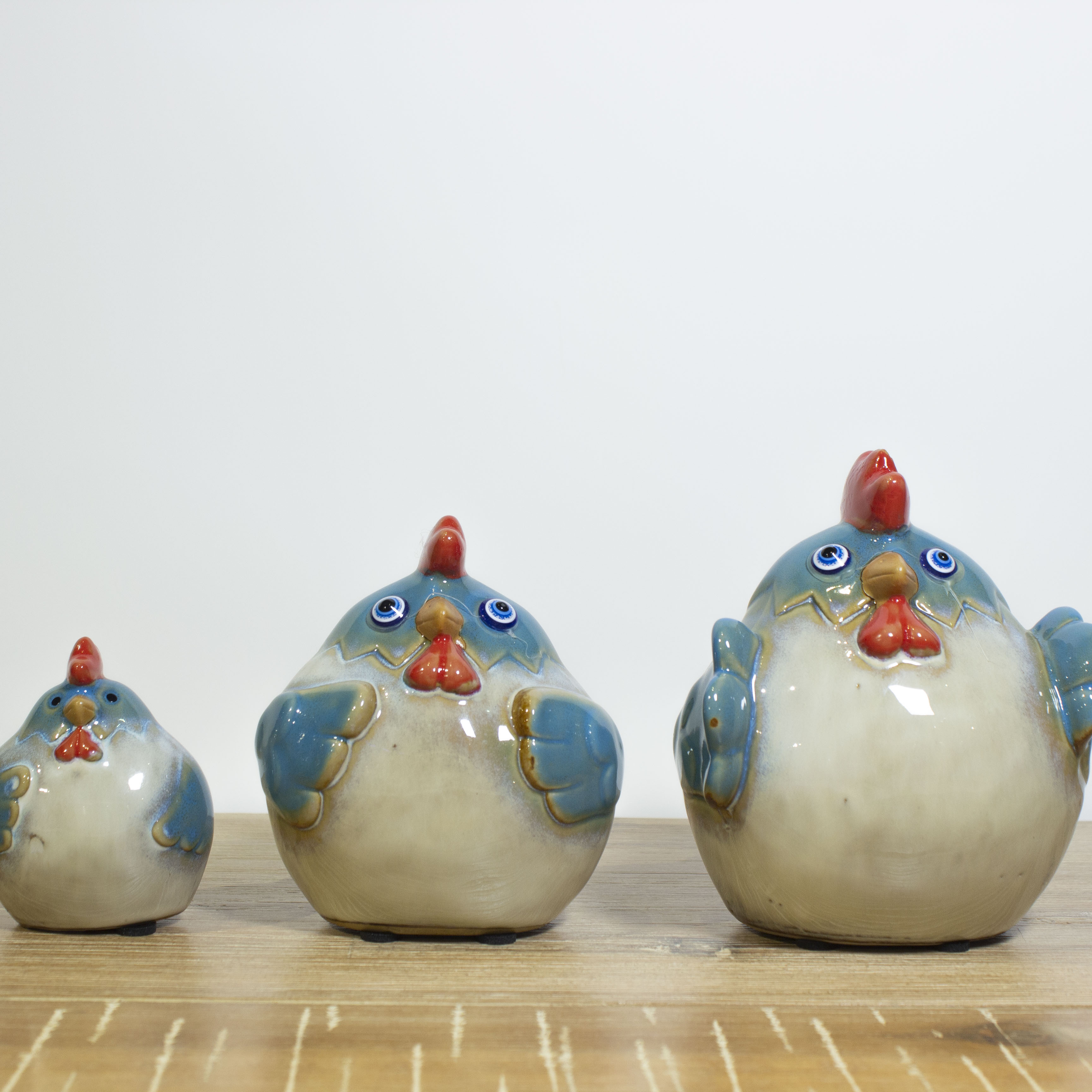 陶藝擺件-三隻小雞(3色可選)