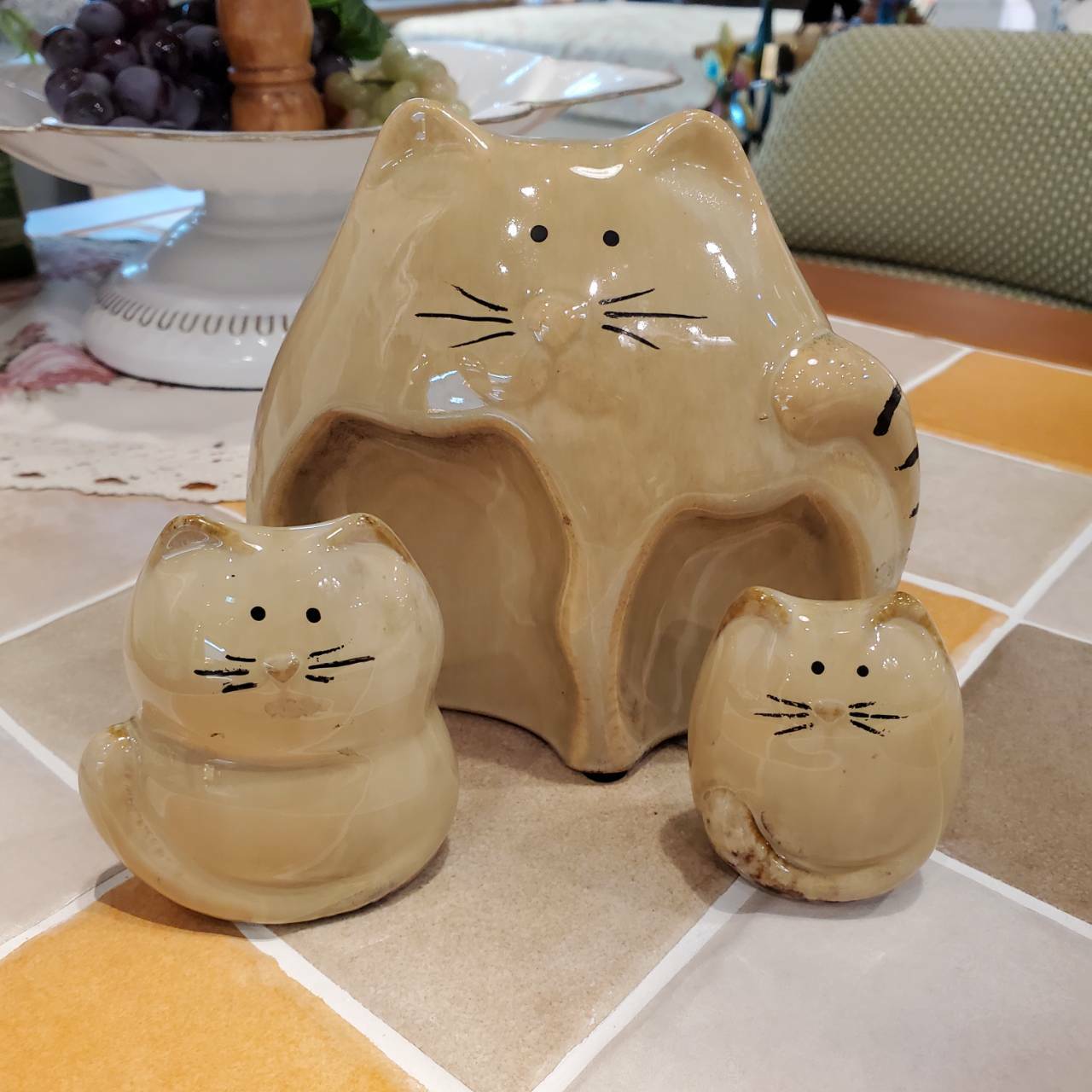 陶藝擺件-母子貓