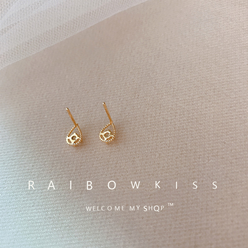 水滴綴鑽耳環 金色