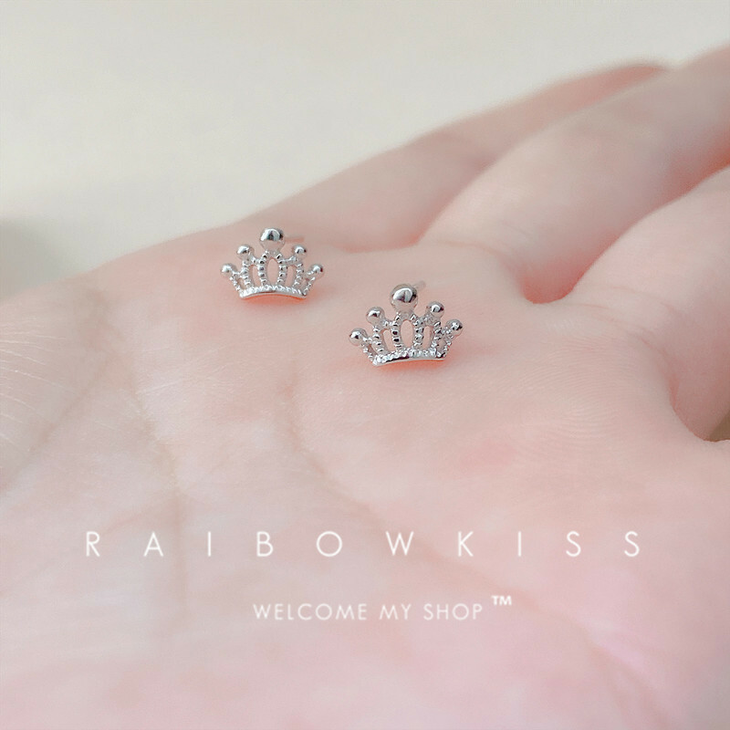 鏤空皇冠耳環 銀色