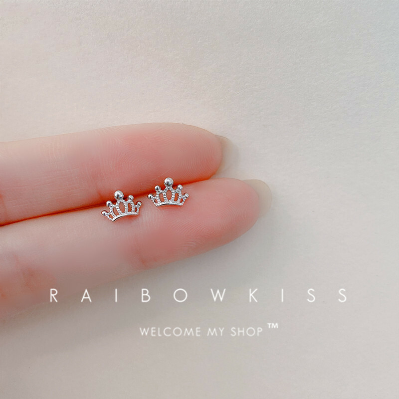 鏤空皇冠耳環 銀色