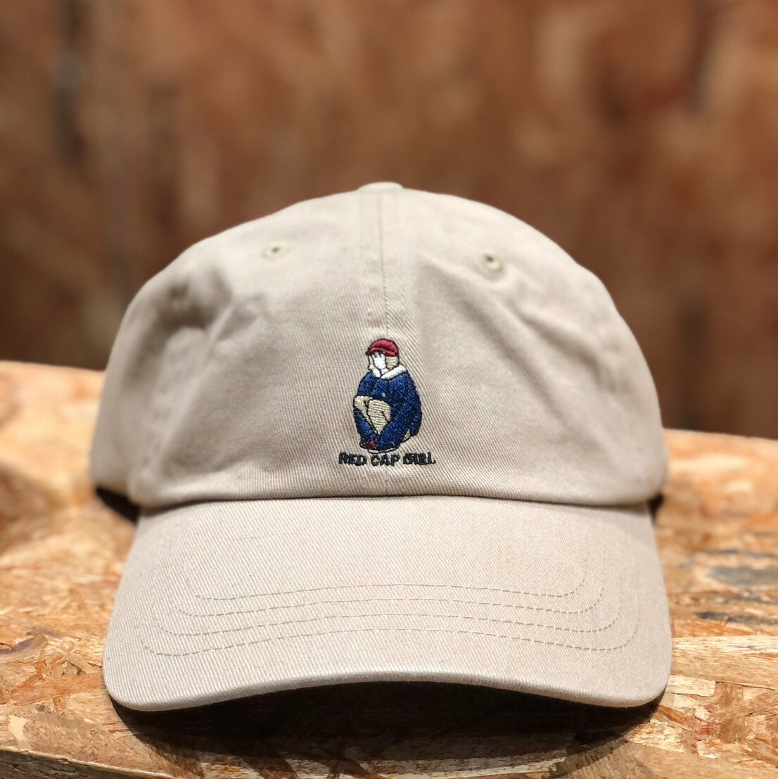 Red Cap Girl 紅帽女孩刺繡LOGO老帽 黑色 卡其 23605