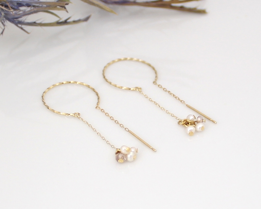 Farbe  淡水珠x天然石側圈形