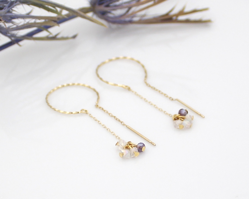 Farbe  淡水珠x天然石側圈形