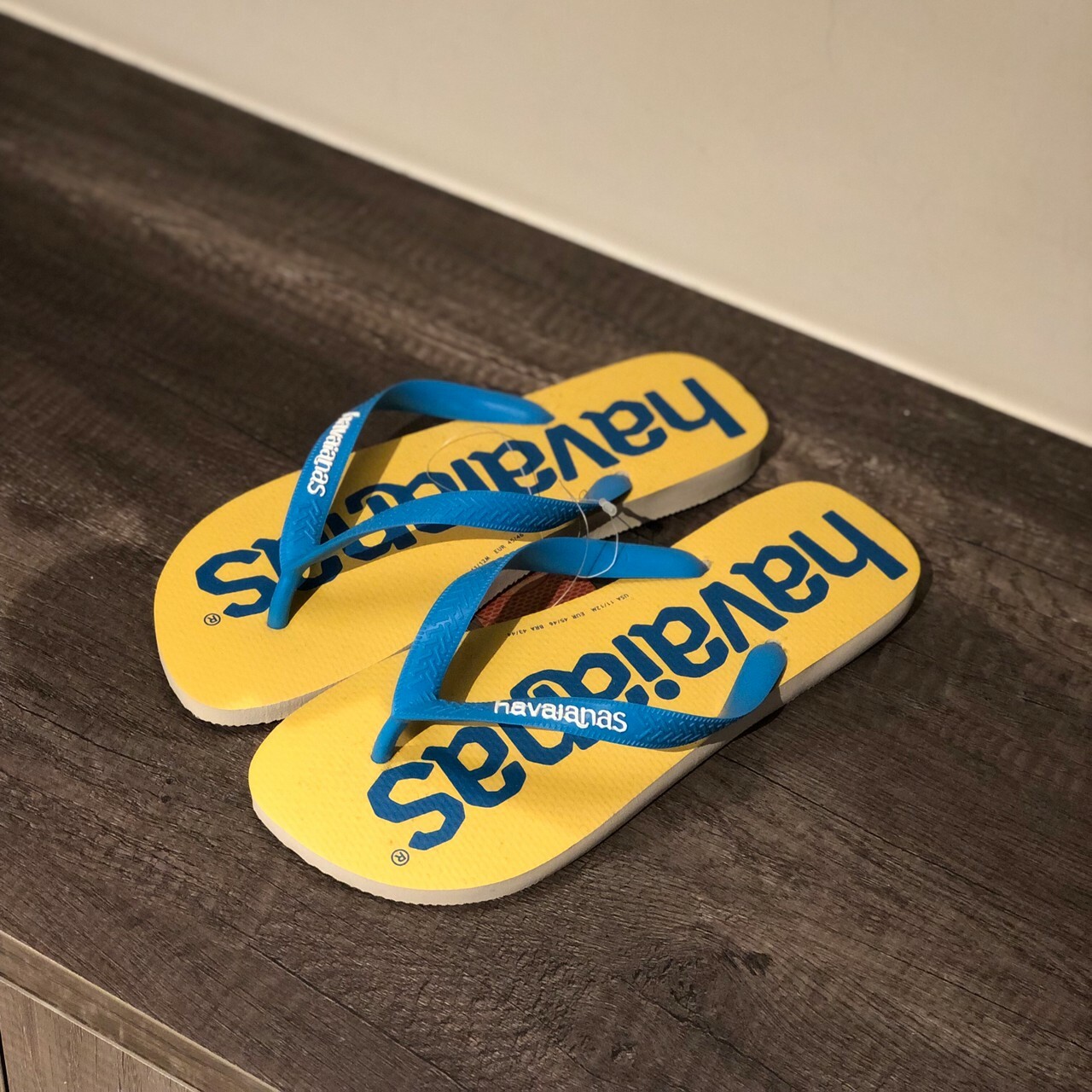 Havaianas哈瓦仕 拖鞋 夾腳拖 大LOGO 巴西 男鞋 女鞋 黃藍 4145741-0121U