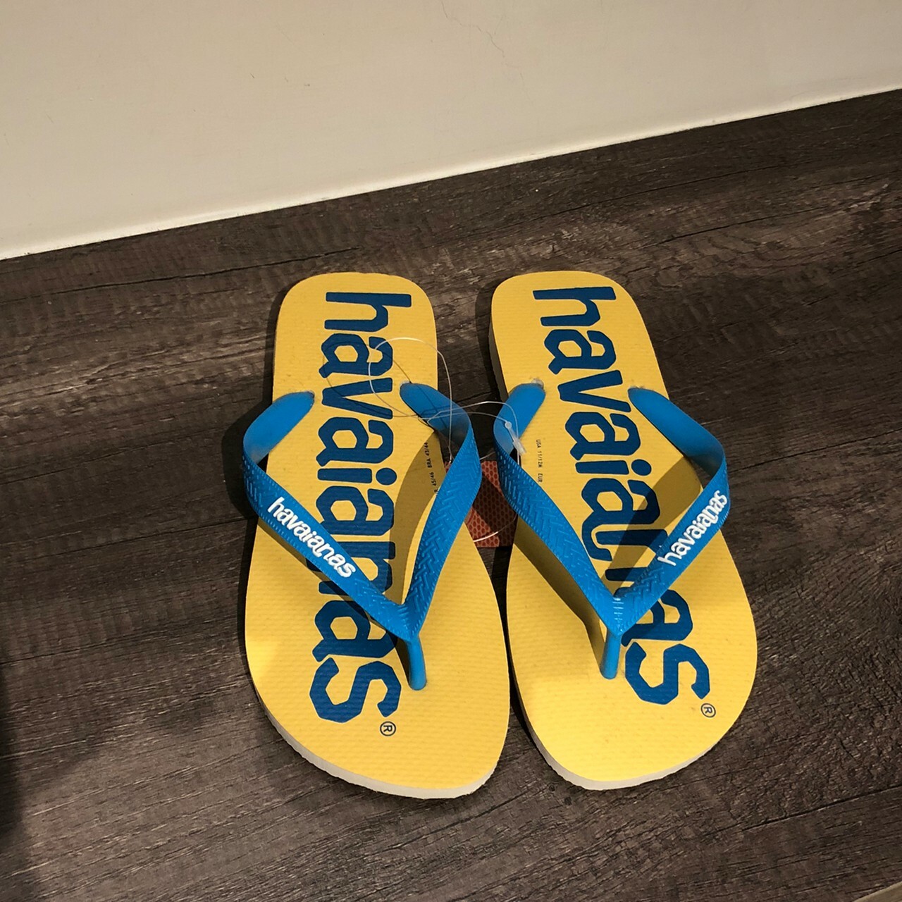 Havaianas哈瓦仕 拖鞋 夾腳拖 大LOGO 巴西 男鞋 女鞋 黃藍 4145741-0121U