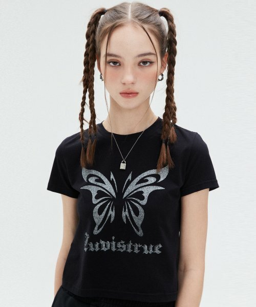 LUVISTRUE - TRIBAL BUTTERFLY TEE(BLACK)