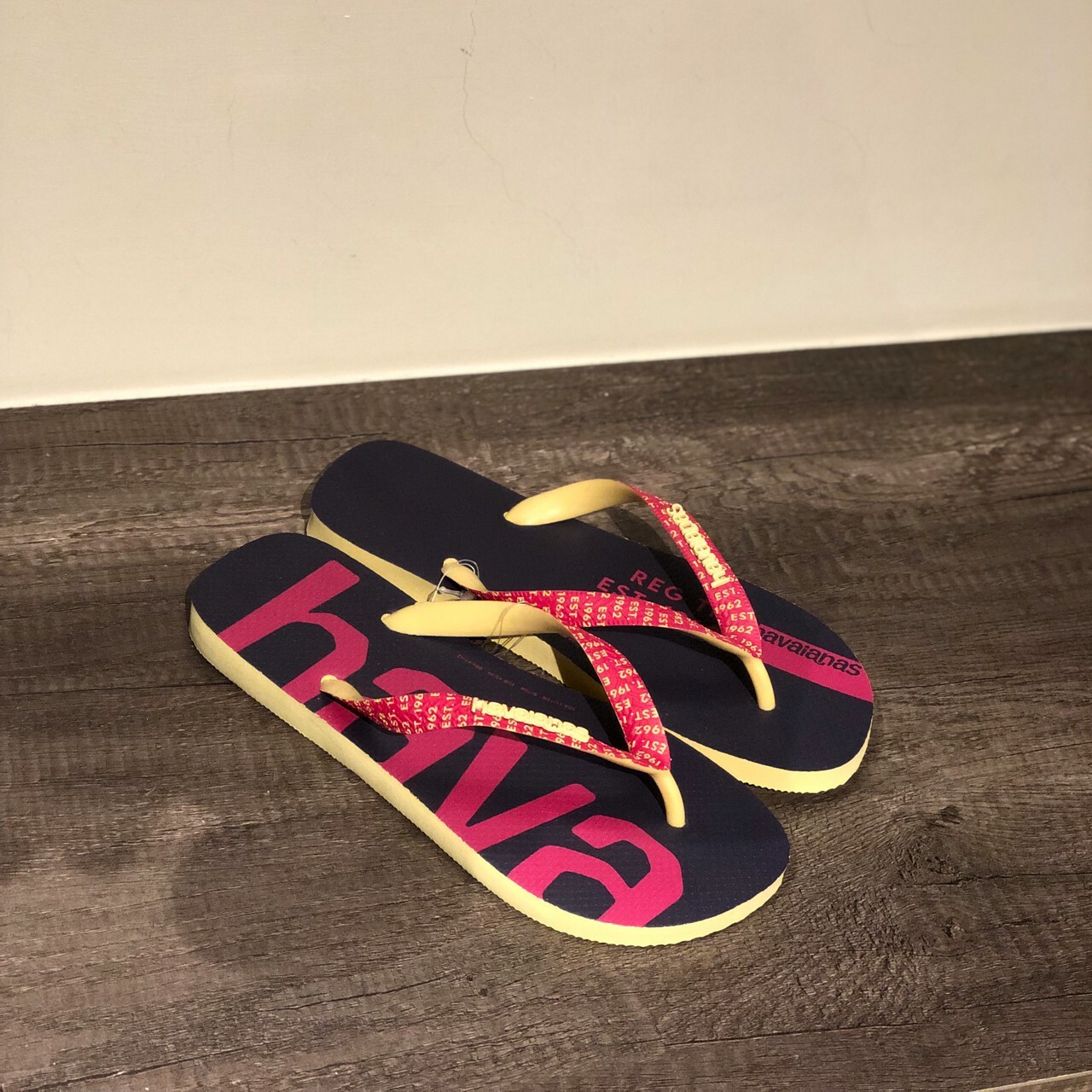 Havaianas哈瓦仕 拖鞋 夾腳拖 大LOGO 巴西 男鞋 女鞋 藍黃 4147063-7598U