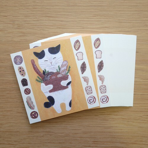 麵包花貓 插畫便條紙｜日本 4legs