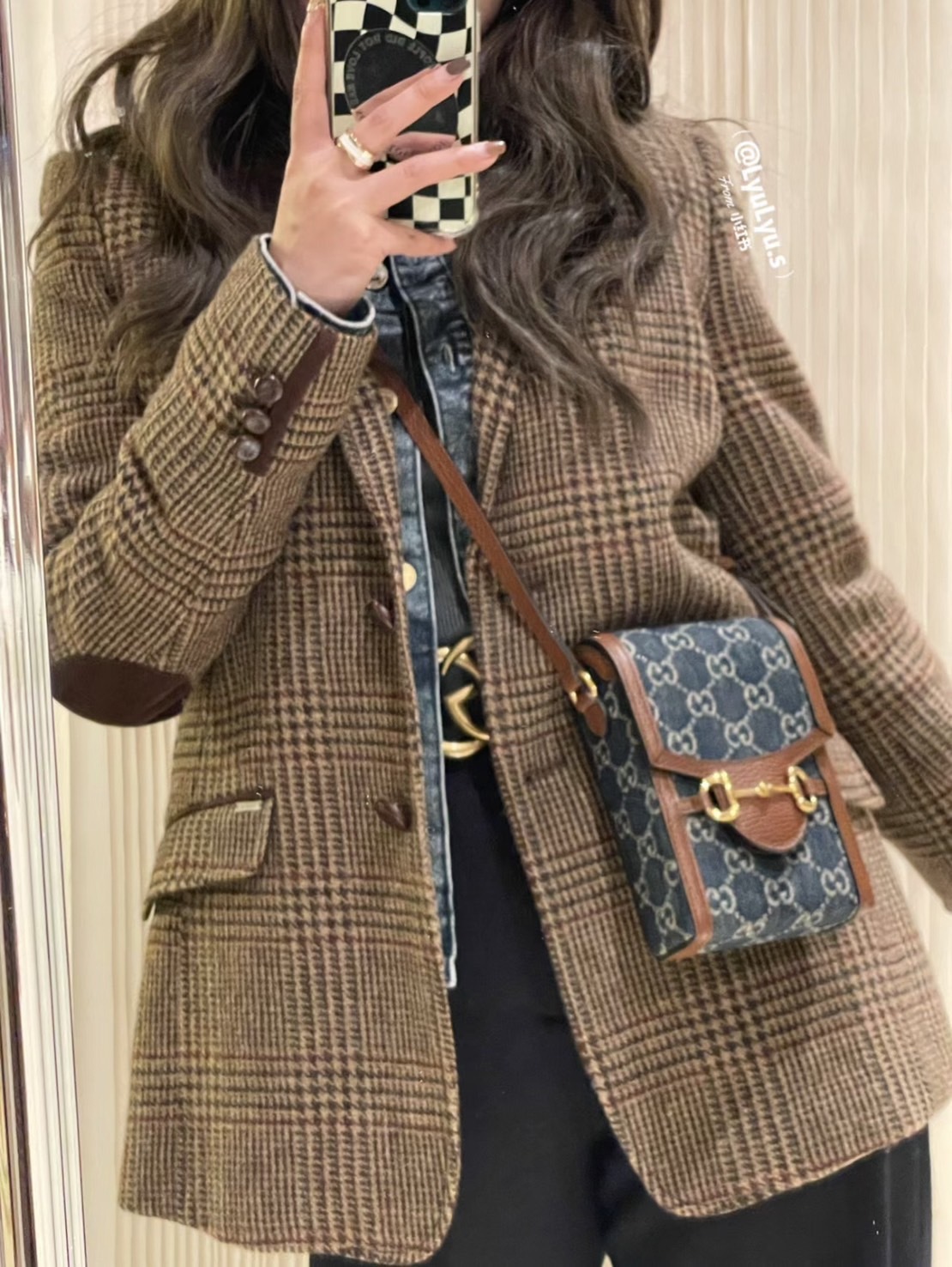 Gucci 1955 丹寧手機包