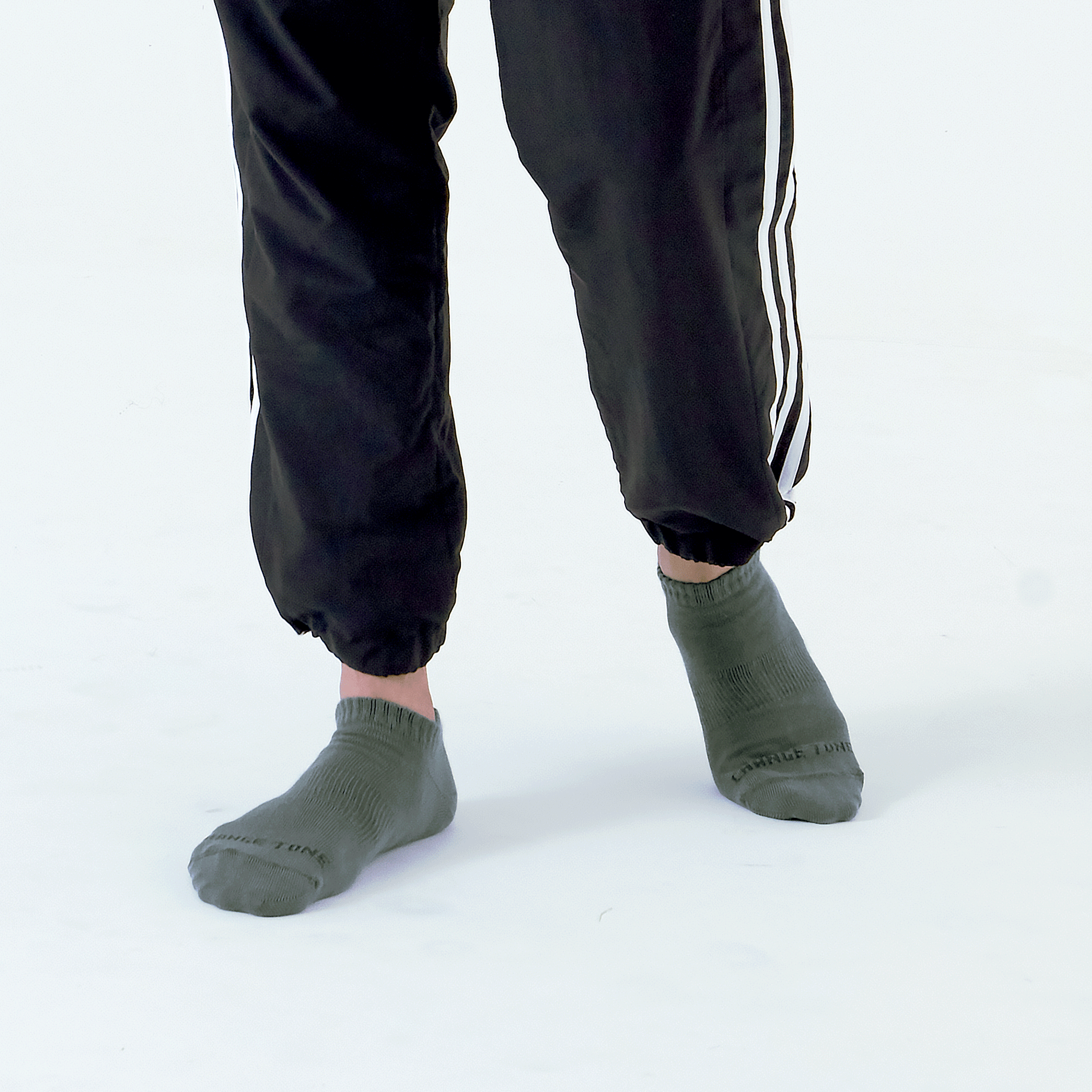 抗菌足弓踝襪〈灰綠〉