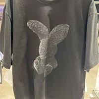 [S] ADLV BUNNY PRINT SHORT SLEEVE T-SHIRT,BLACK, ADLV23SS-SSBKZR-BLK (SAV165)