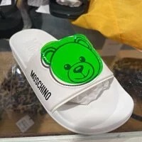 [S] MOSCHINO POOL SLIDES TEDDY BEAR PRINT+P,WHITE/GREEN, 70267MK325 (SM440)