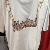 [S] MOSCHINO CHAIN PRINT SHORT SLEEVE T-SHIRT,WHITE, ET0714-5540-1001 (SM443)