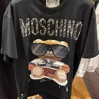[S] MOSCHINO TEDDY BEAR PRINTED T-SHIRT,BLACK, EV0702-5540-3555 (SM446)