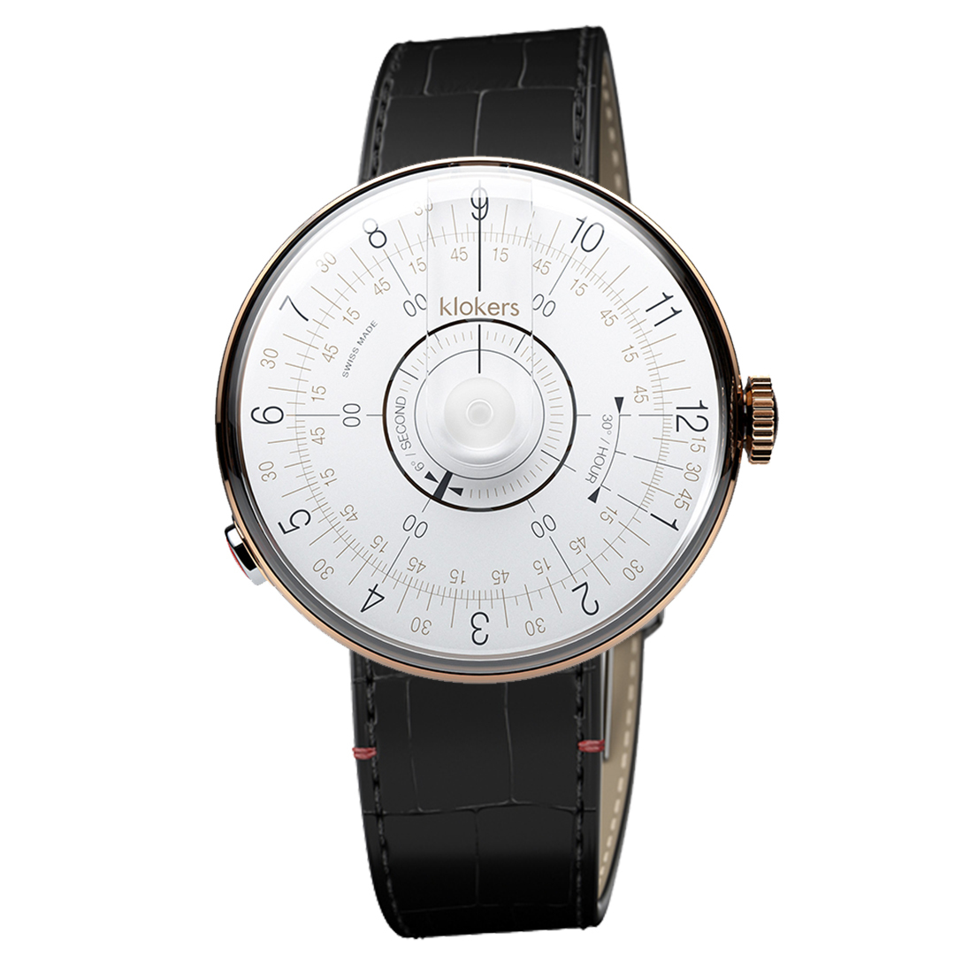 KLOK-08-D1 白軸+皮革錶帶搭配摺疊錶扣