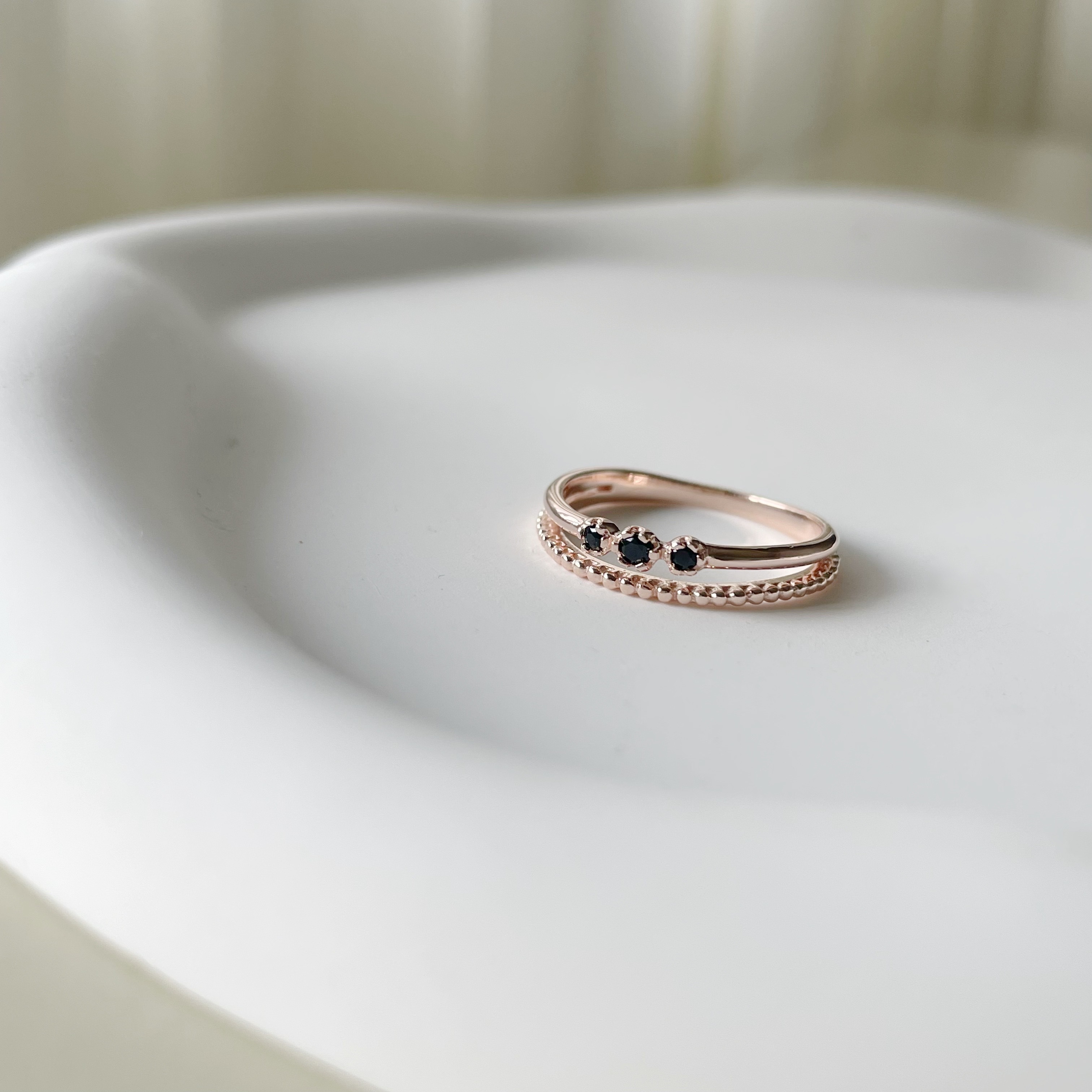 mini六爪黑尖晶流星雙層戒