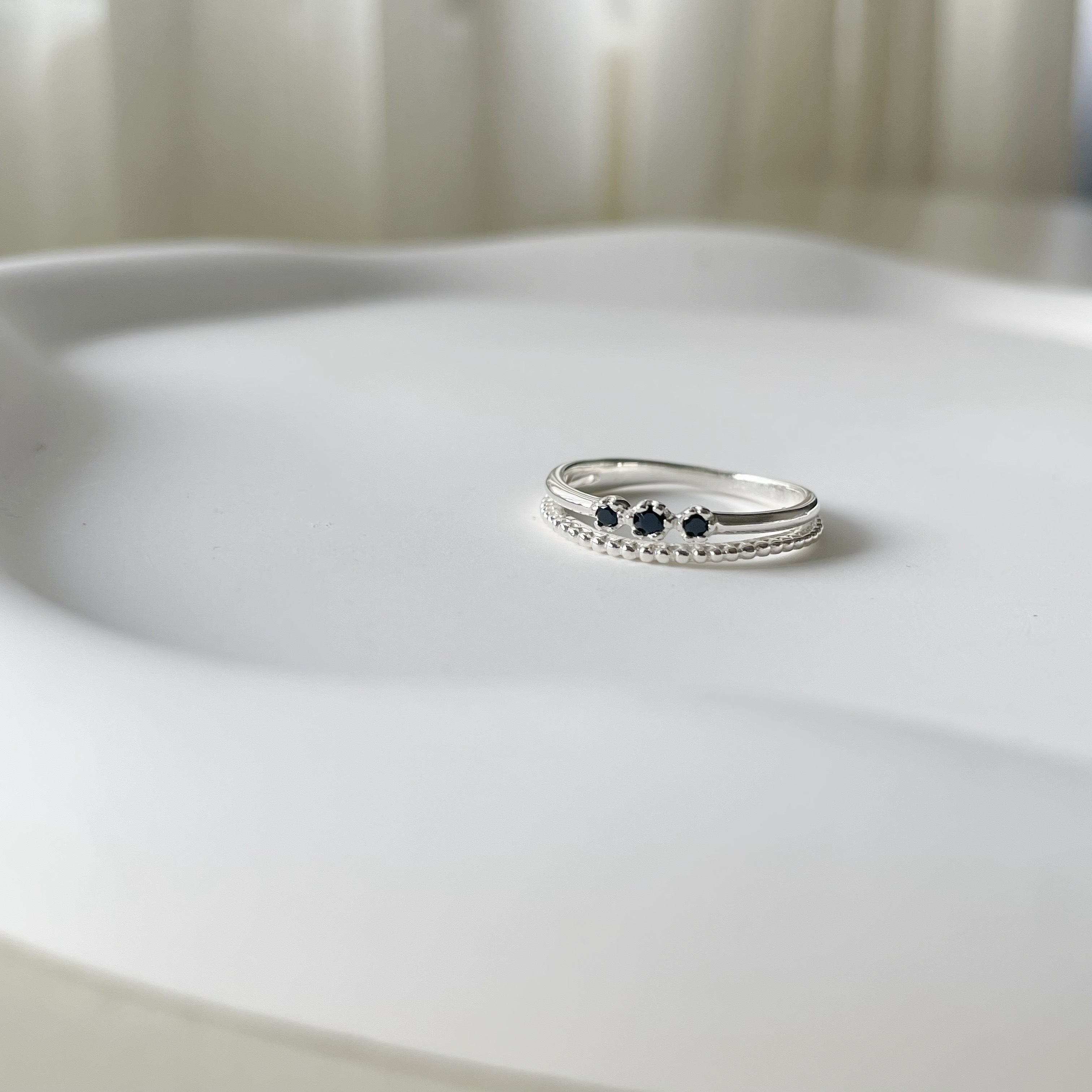 mini六爪黑尖晶流星雙層戒