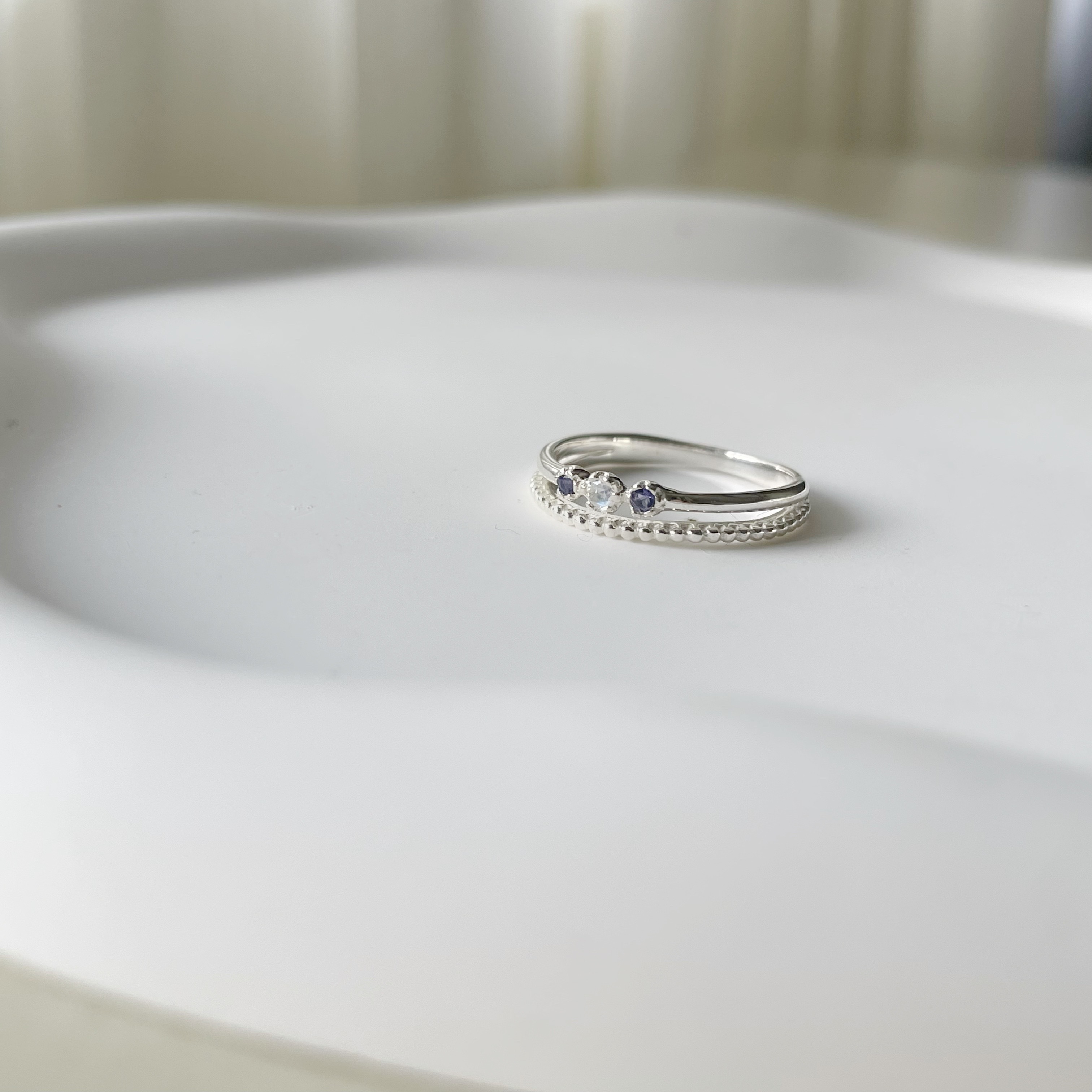 mini六爪月光堇青流星雙層戒