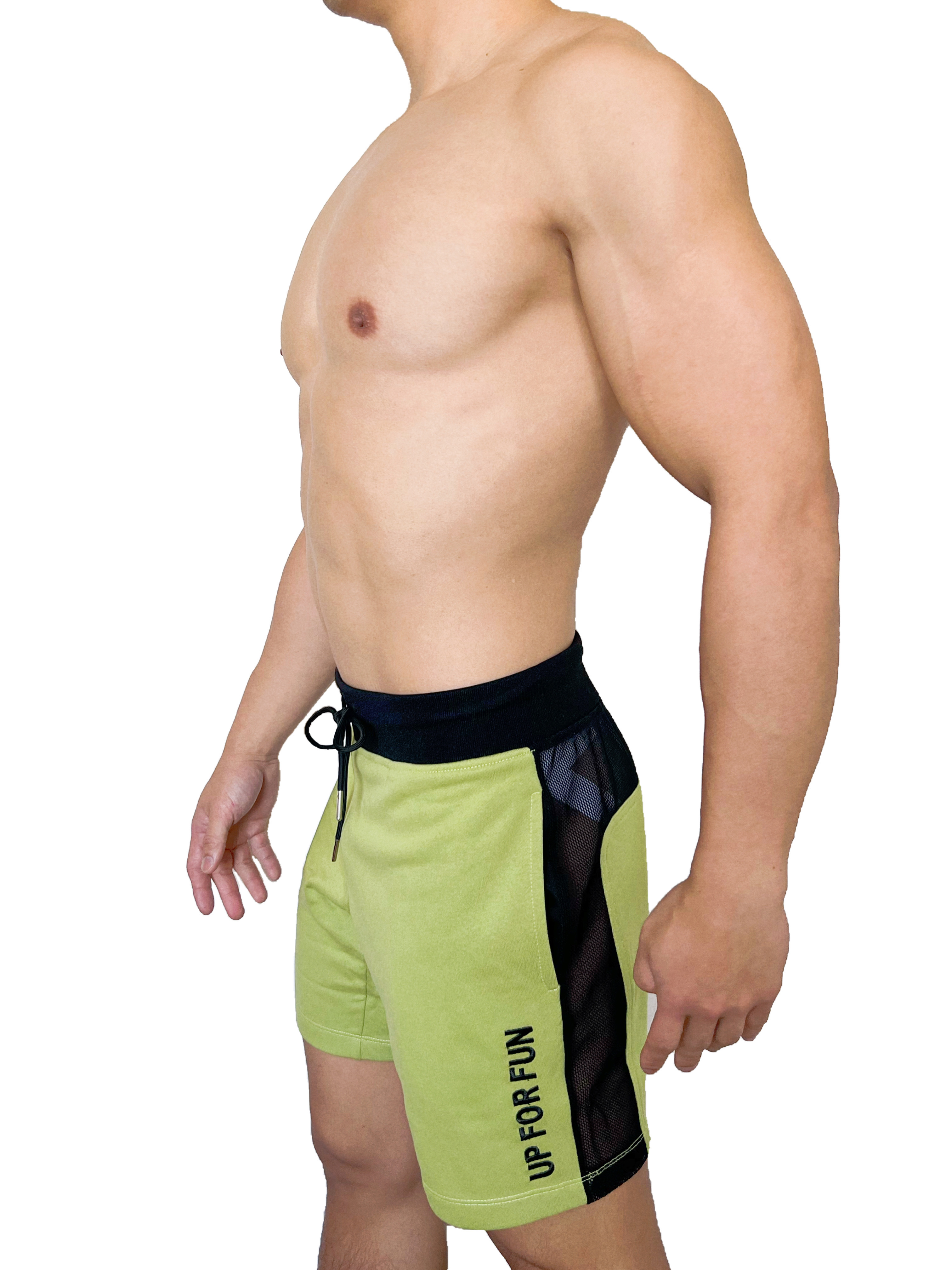 UP For Fun 棉短褲 草綠色/透視黑