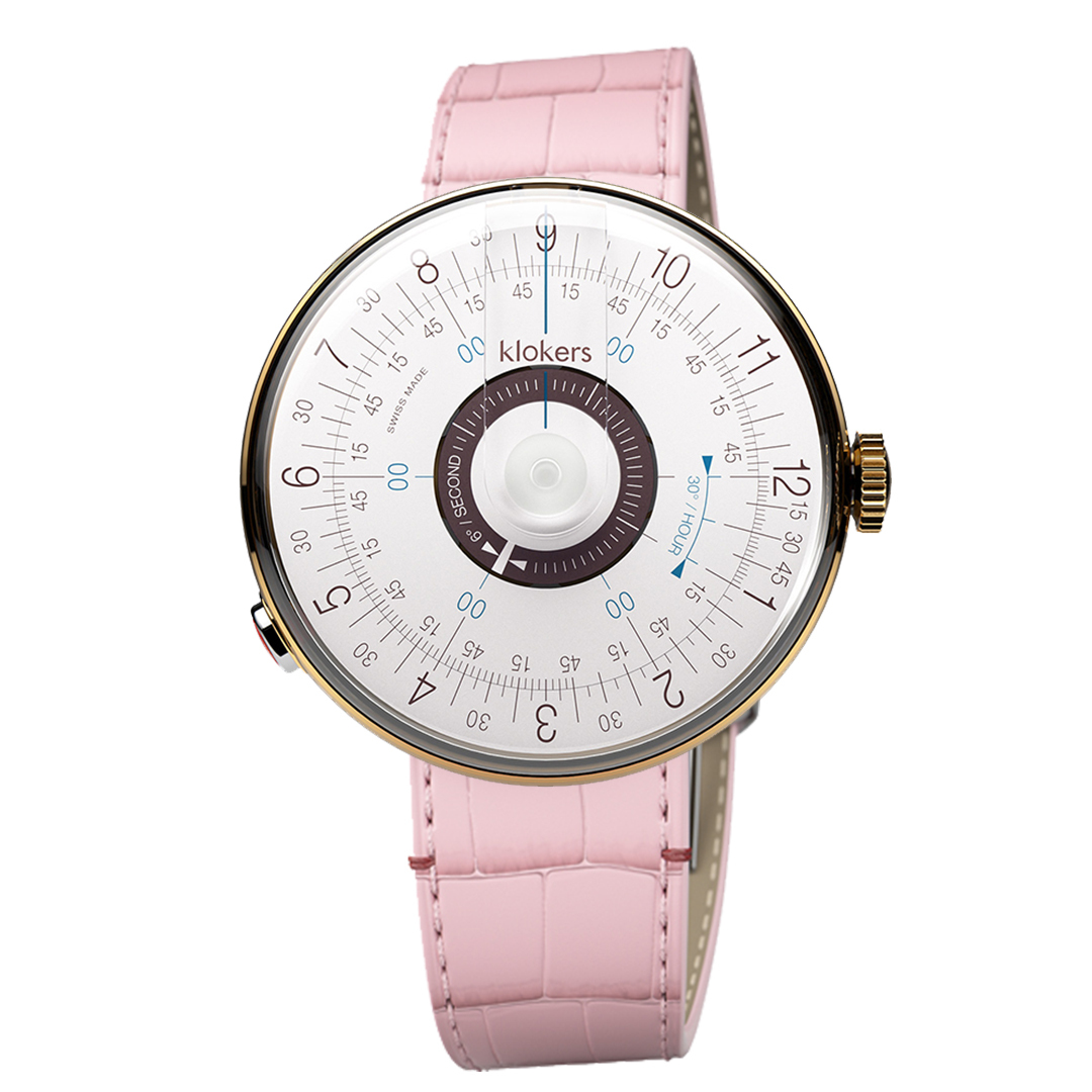 KLOK-08-D5 孔雀藍錶頭+皮革錶帶搭配摺疊錶扣