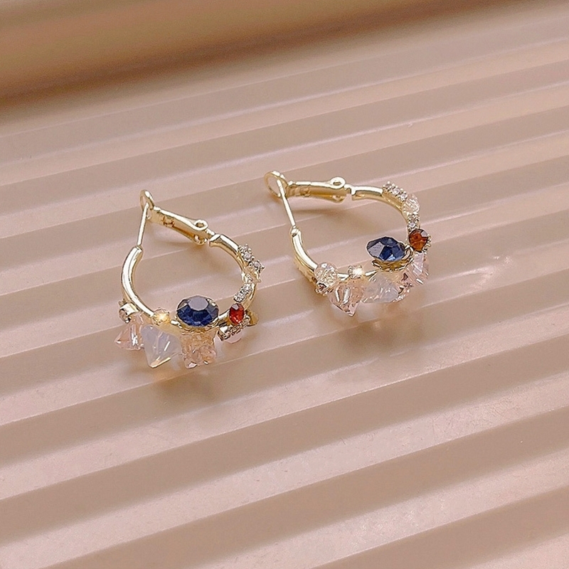 多彩寶石圈圈耳環 彩色