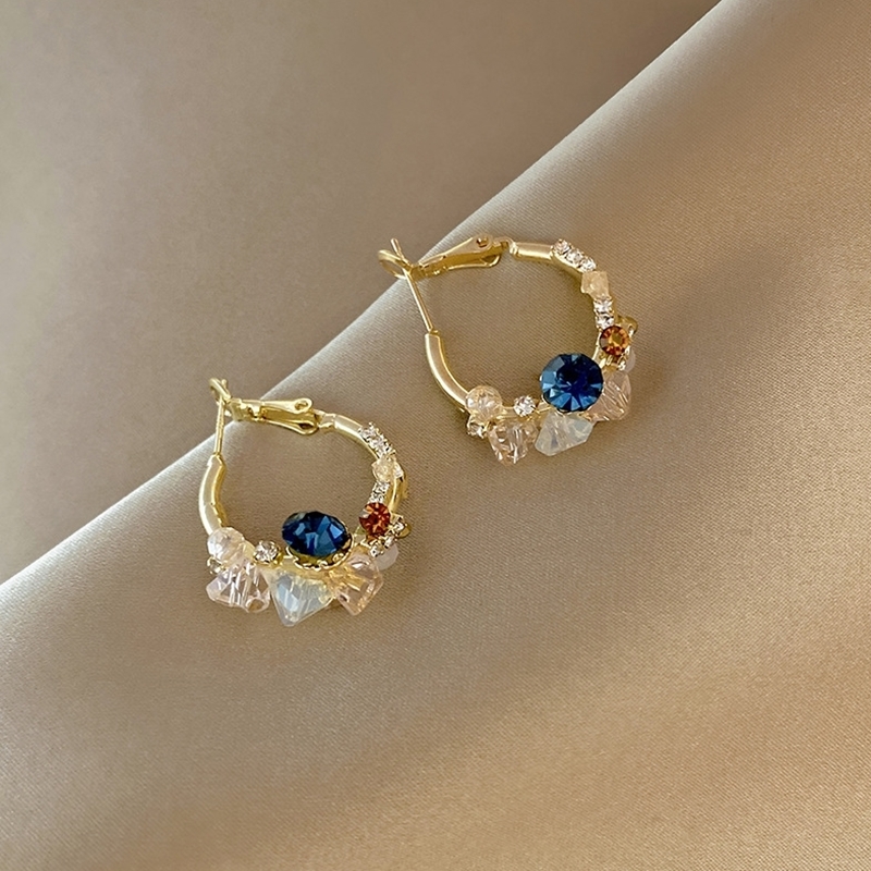 多彩寶石圈圈耳環 彩色