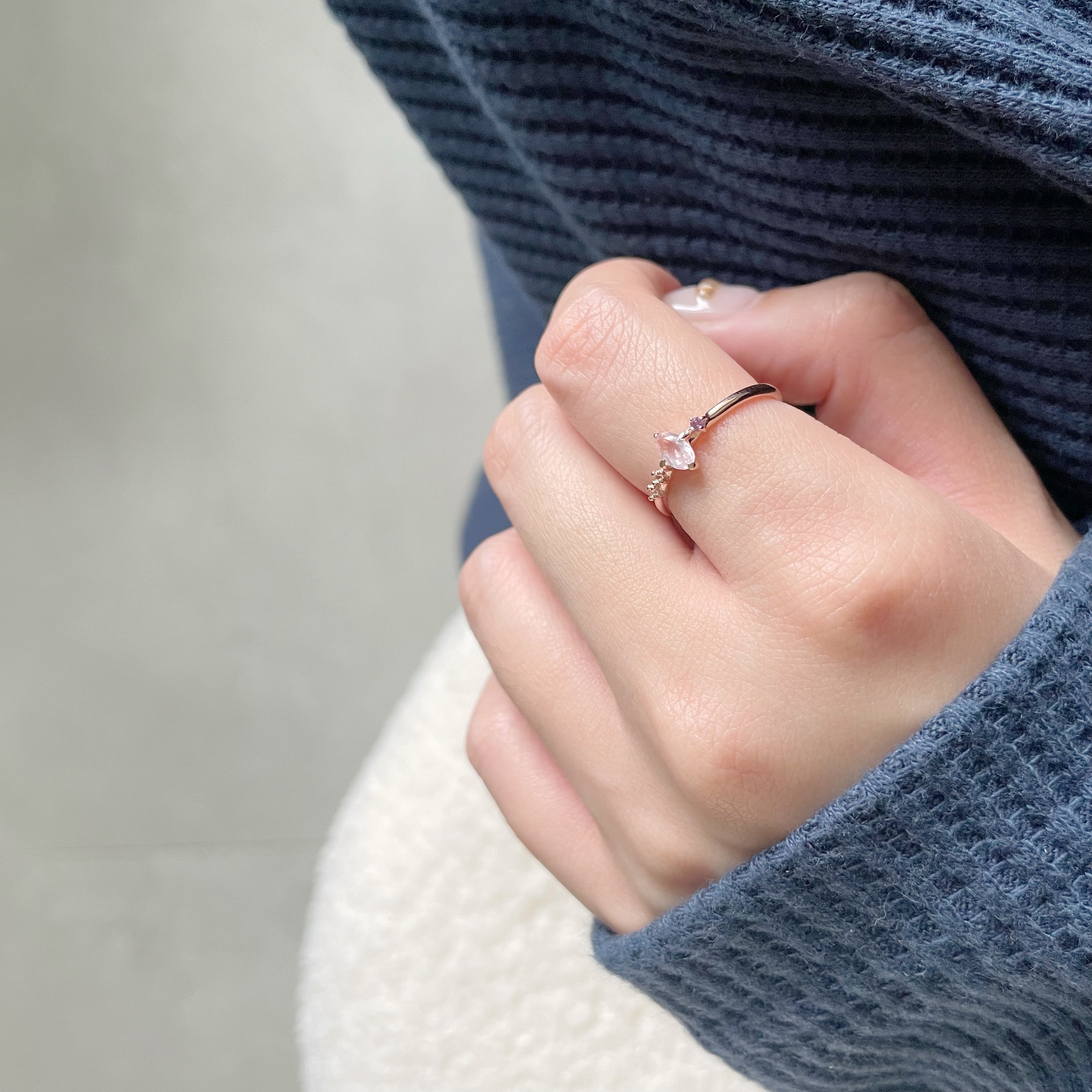 Meteor橢圓粉晶戒指