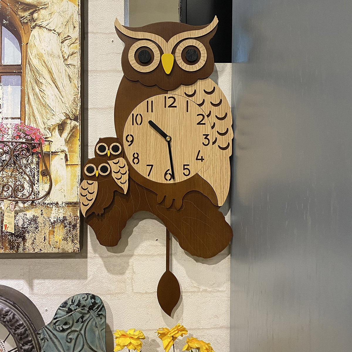 母子貓頭鷹掛鐘