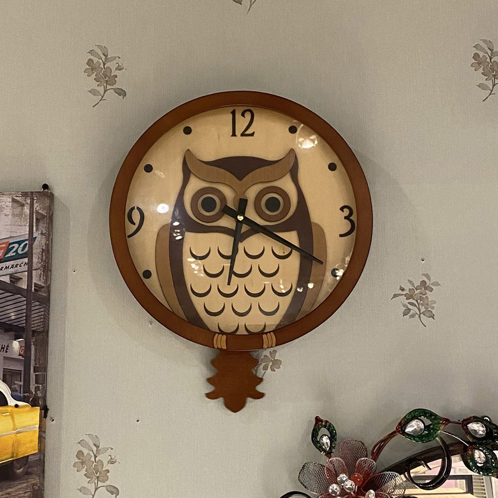 圓型掛鐘-貓頭鷹