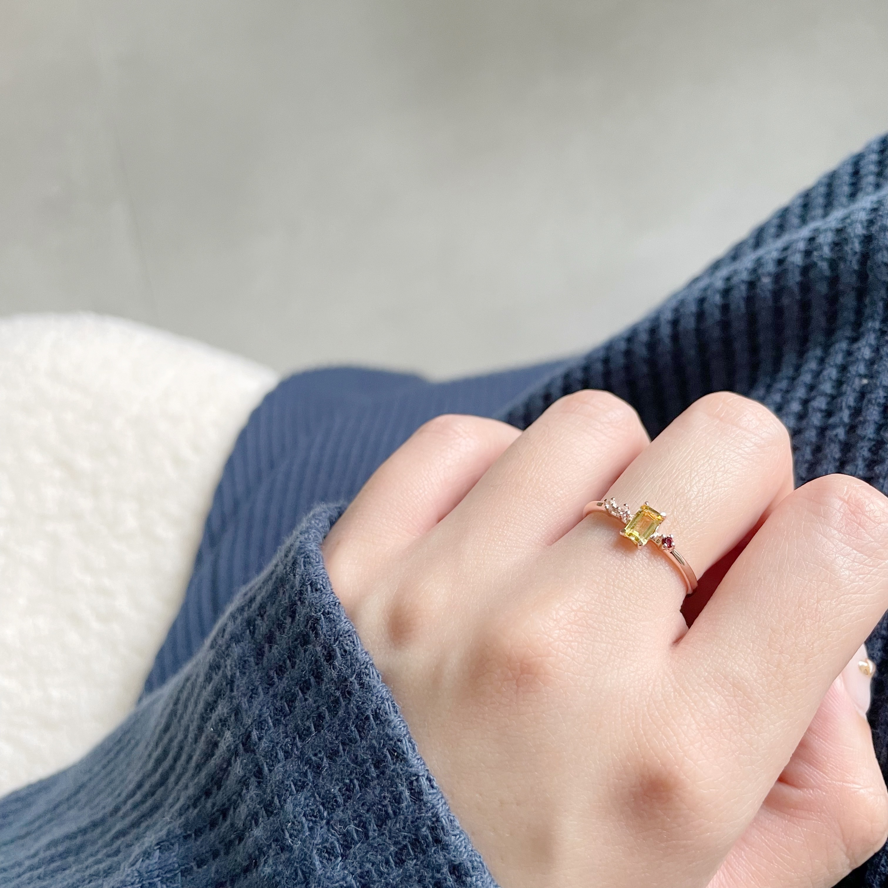 Meteor長方黃水晶戒指