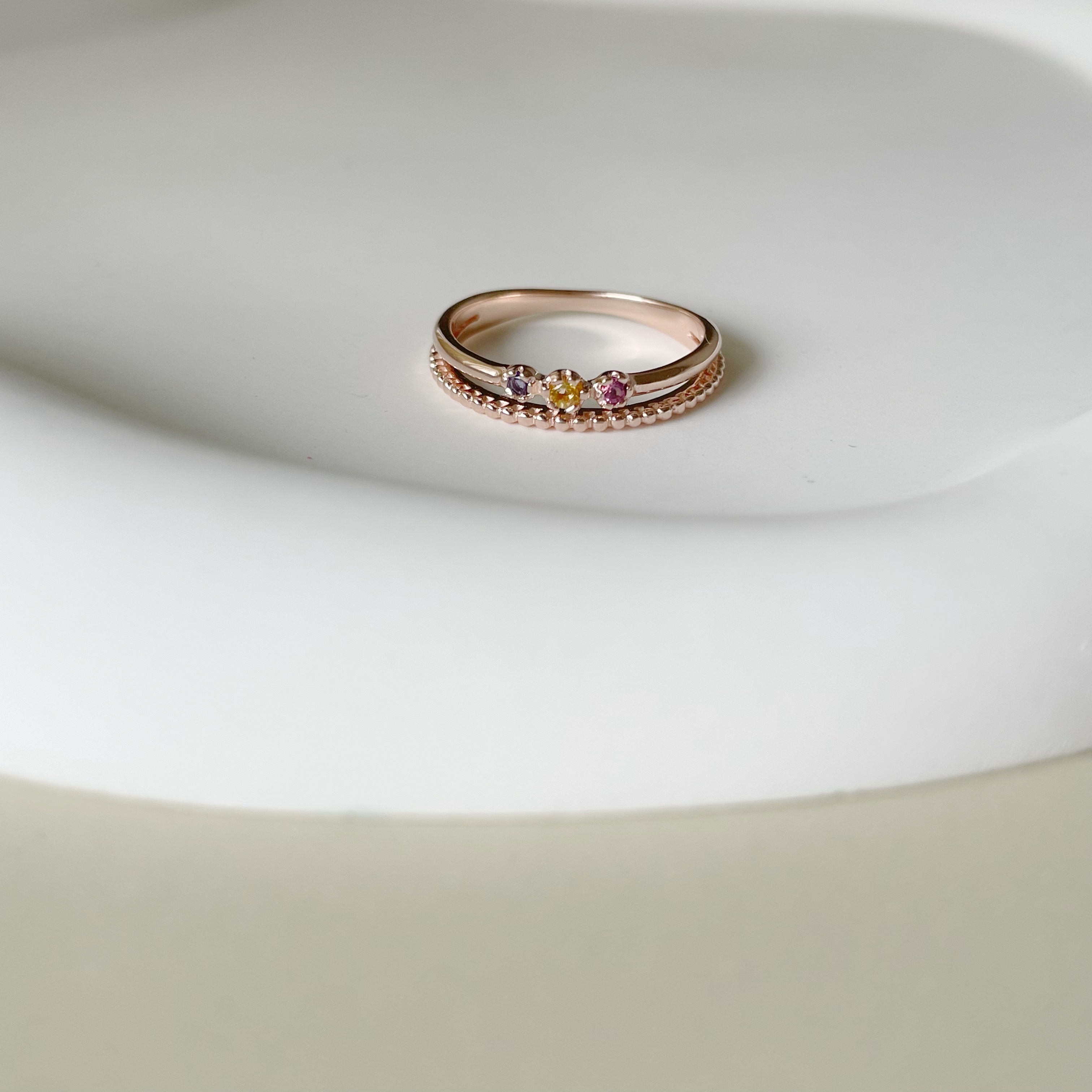 mini六爪彩寶流星雙層戒