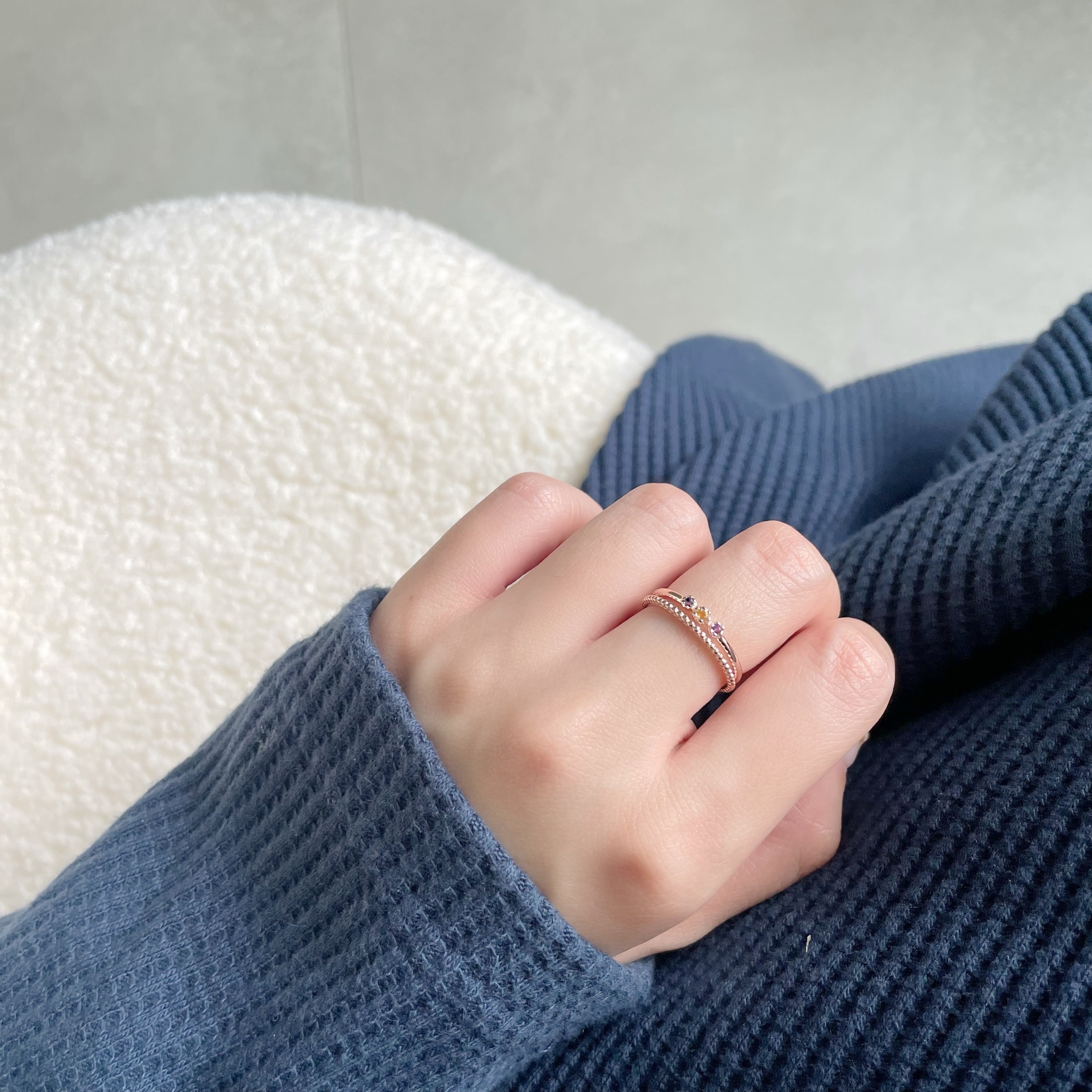 mini六爪彩寶流星雙層戒