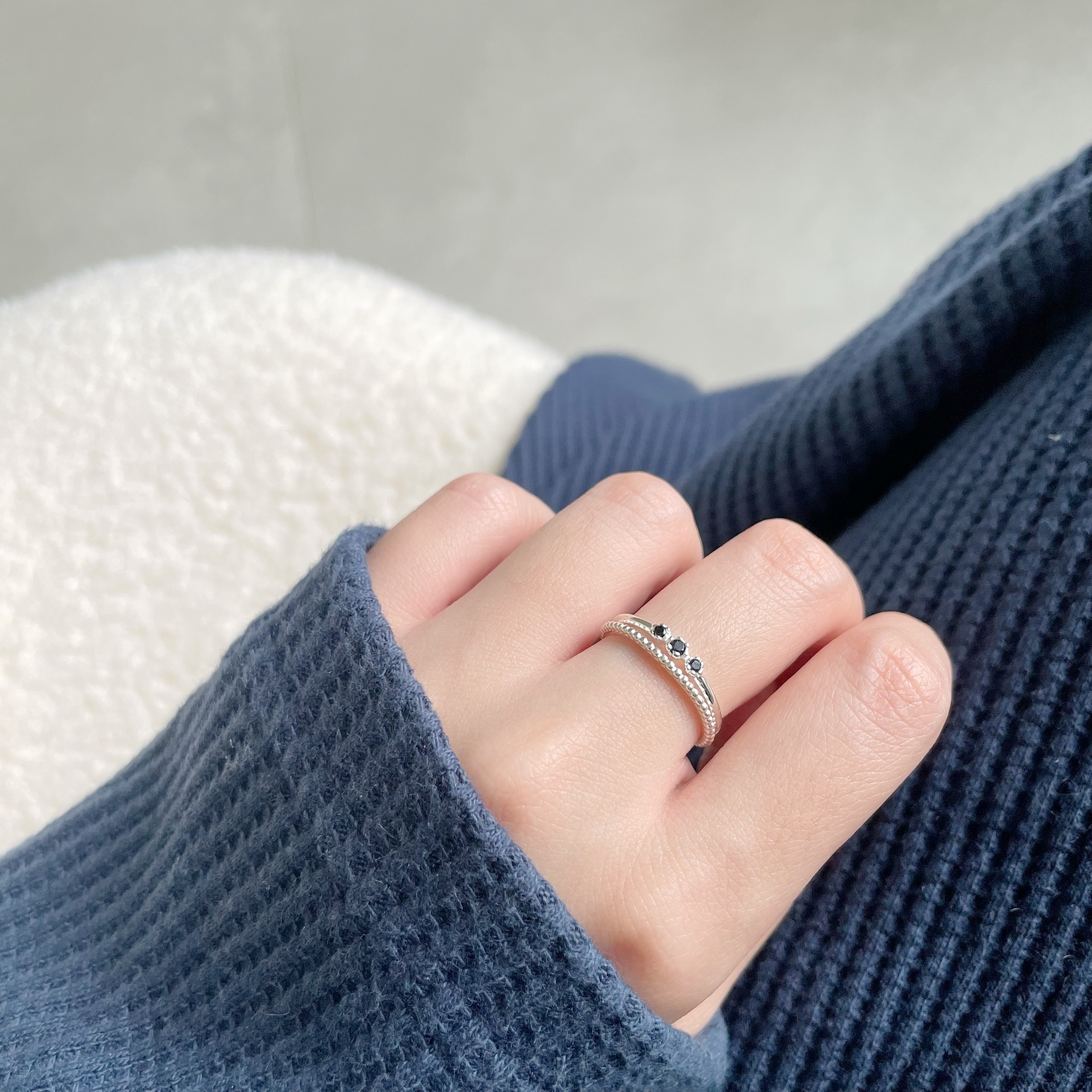 mini六爪黑尖晶流星雙層戒