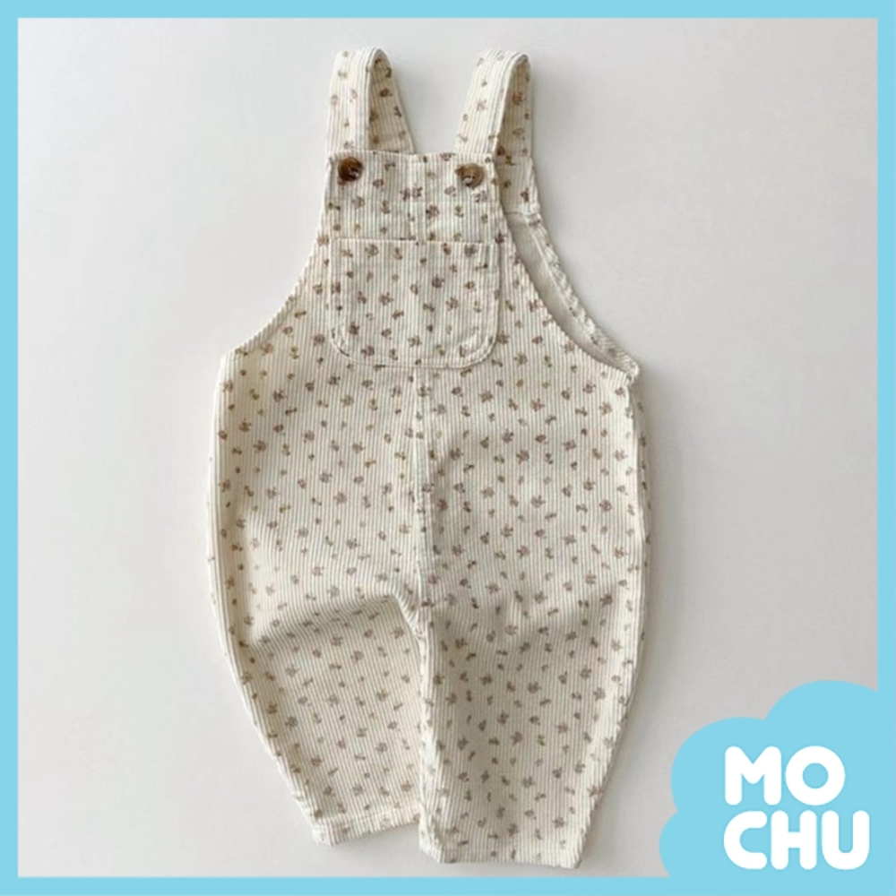 小口袋碎花牛仔背帶褲(三色)